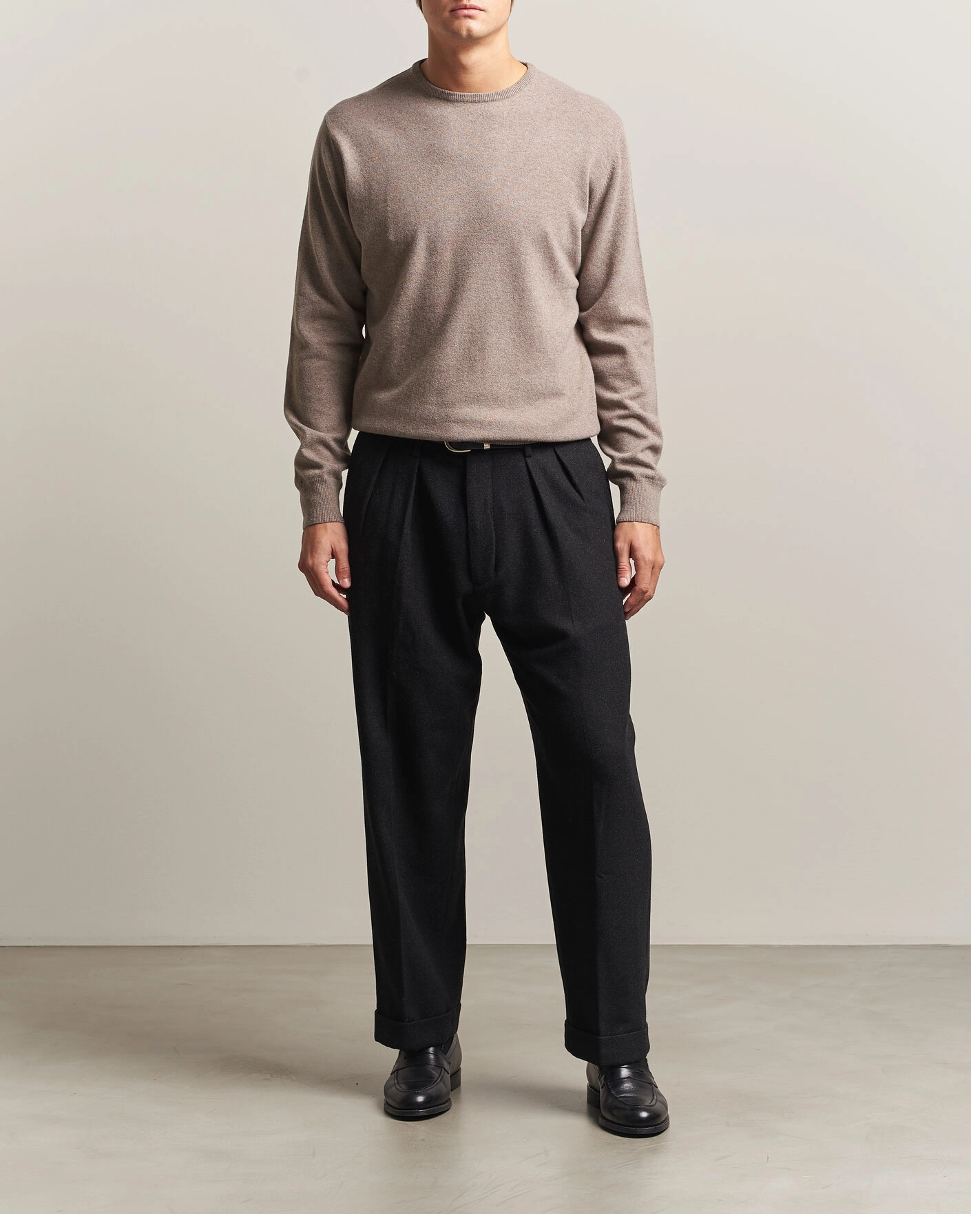 Herr | Tröjor | Morgano | Wool/Cashmere Crewneck Walnut