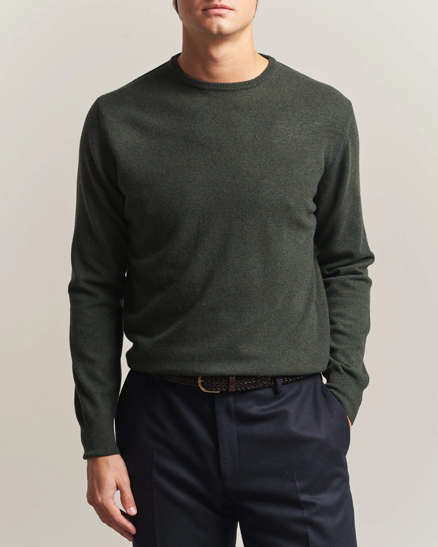 Herr | Tröjor | Morgano | Wool/Cashmere Crewneck Dark Green