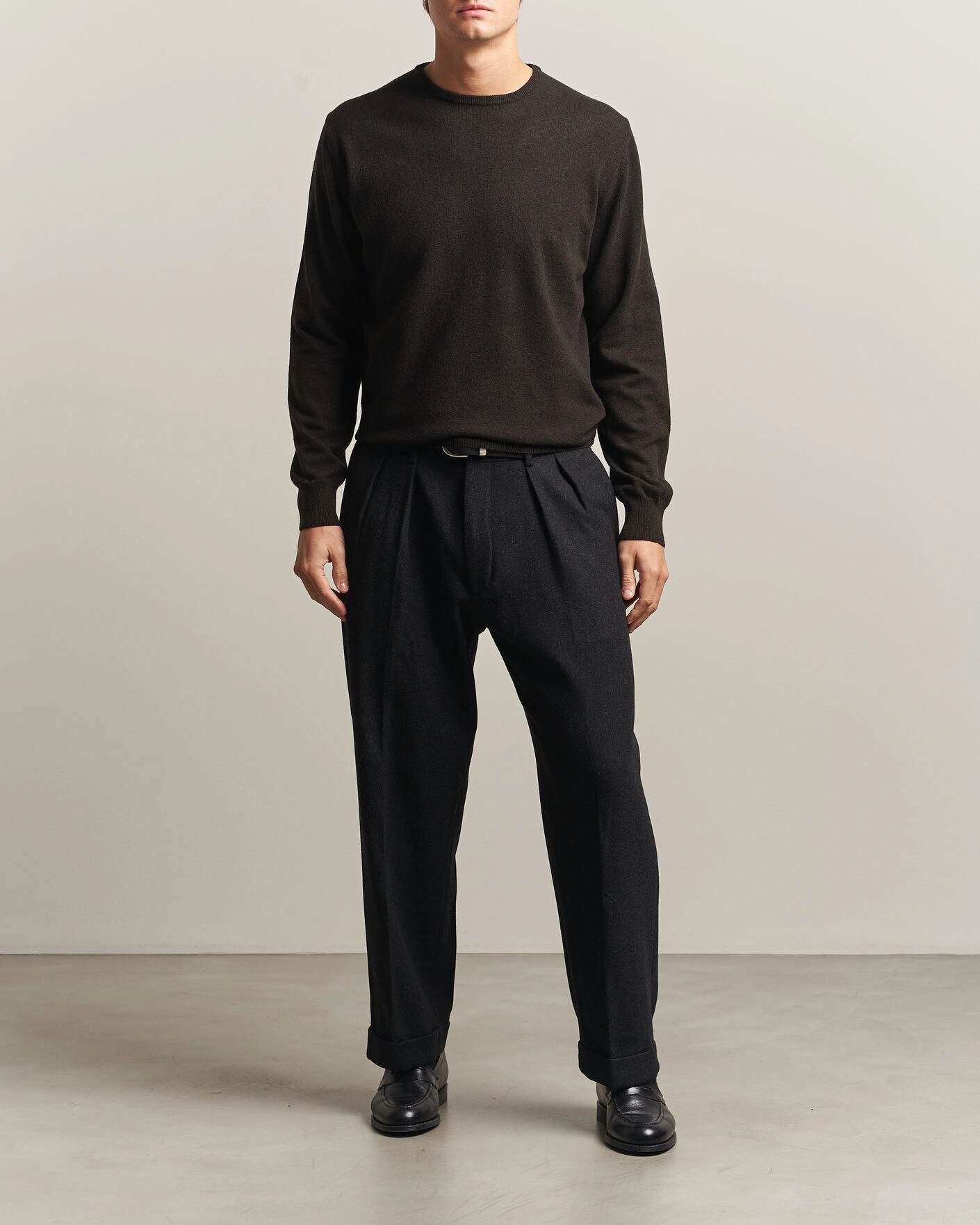 Herr | Tröjor | Morgano | Wool/Cashmere Crewneck Dark Brown