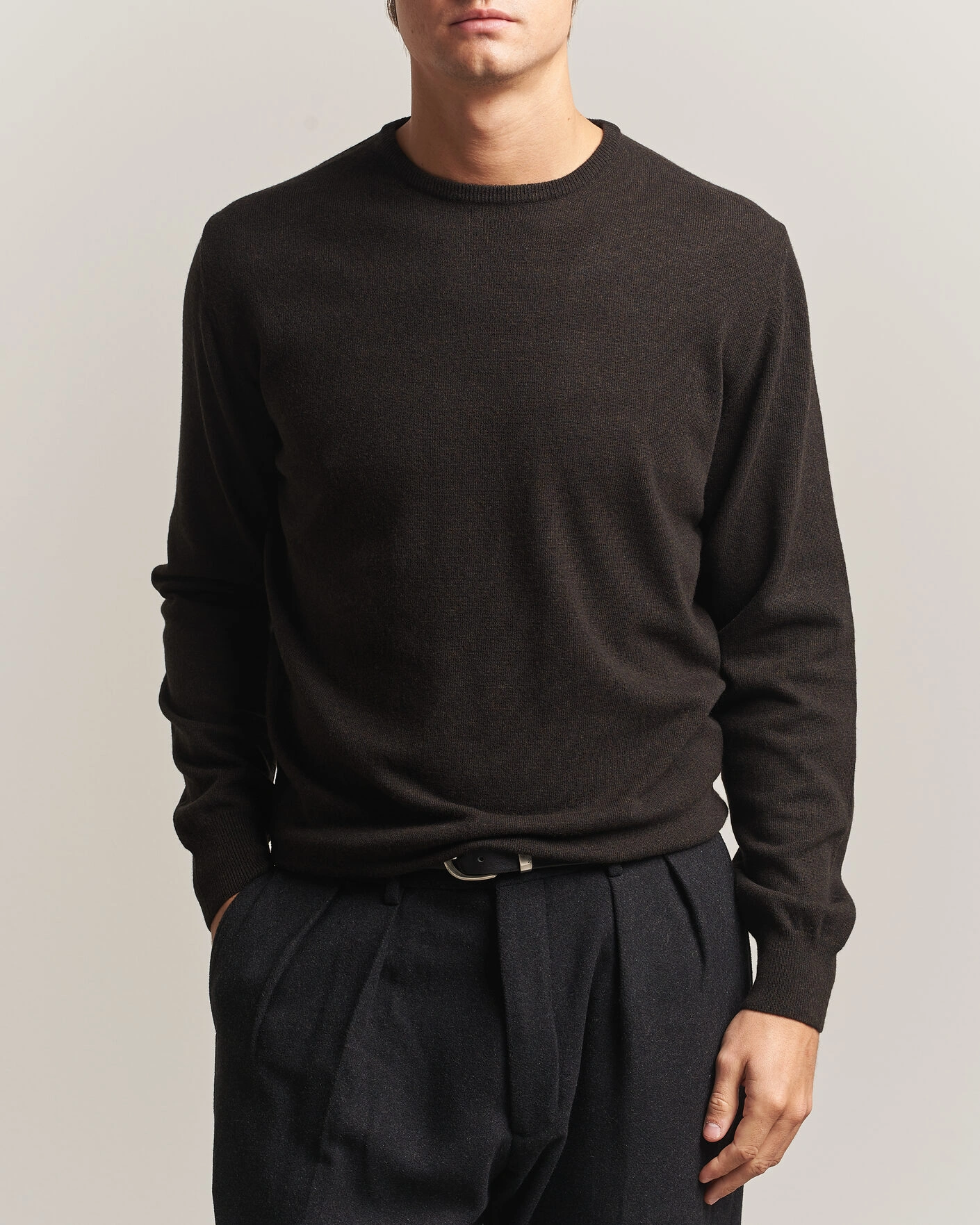 Herr | Tröjor | Morgano | Wool/Cashmere Crewneck Dark Brown