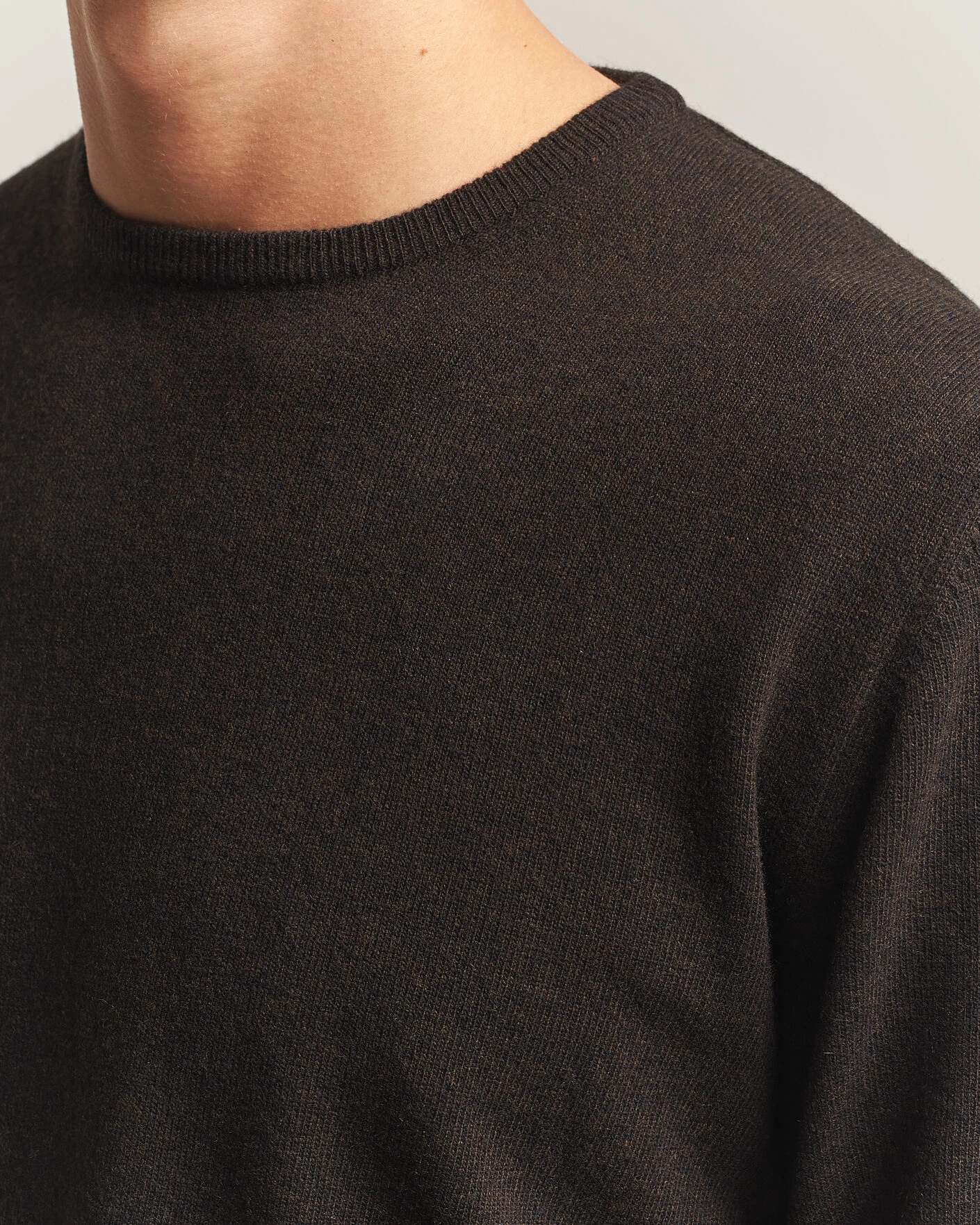 Herr | Tröjor | Morgano | Wool/Cashmere Crewneck Dark Brown
