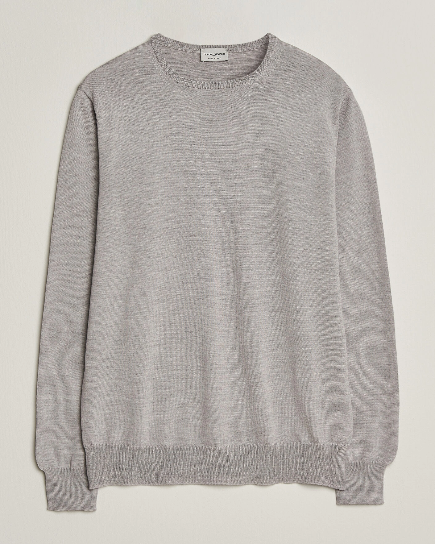 Herr | Tröjor | Morgano | Extra Fine Merino Wool Crewneck Light Grey