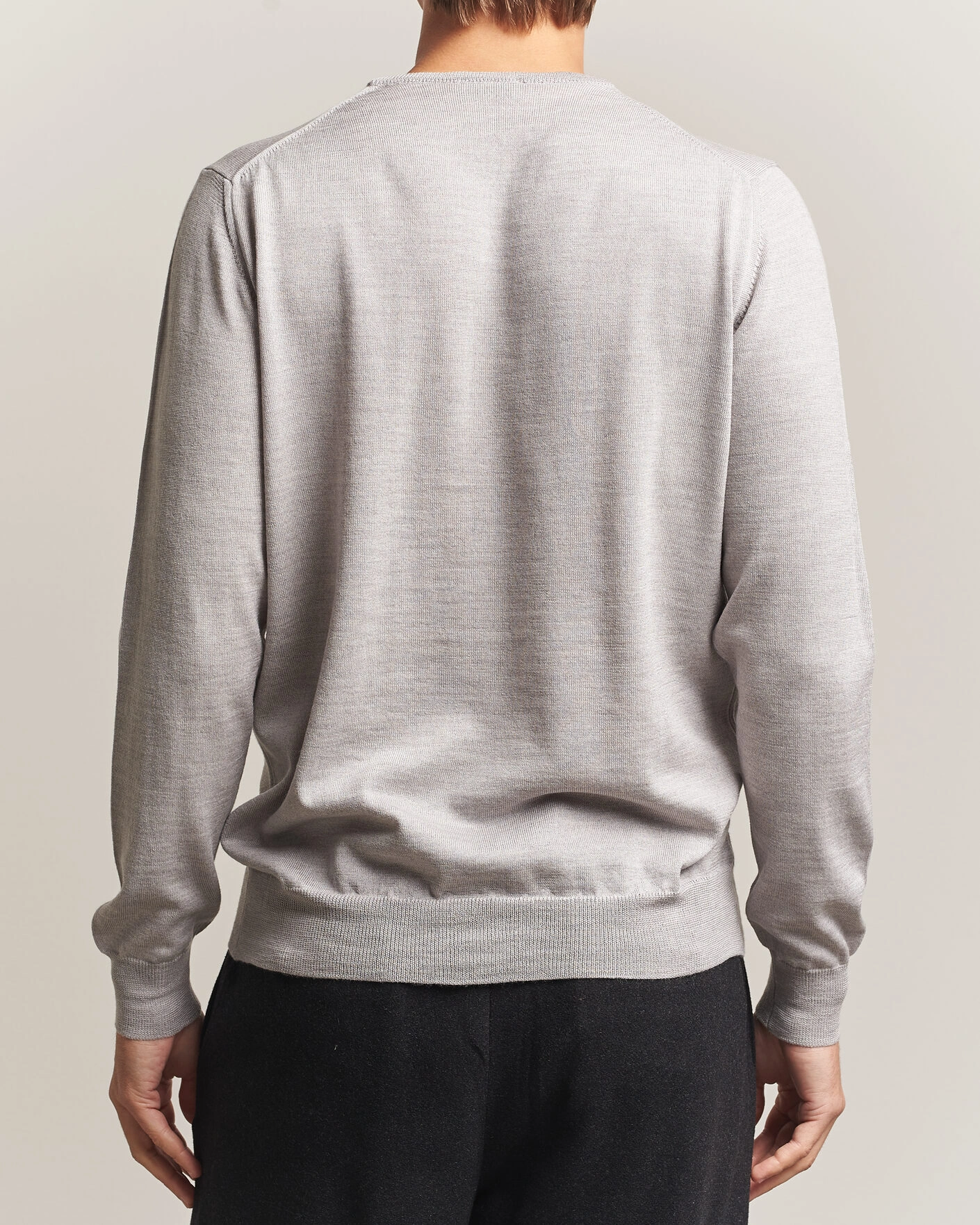 Herr | Tröjor | Morgano | Extra Fine Merino Wool Crewneck Light Grey