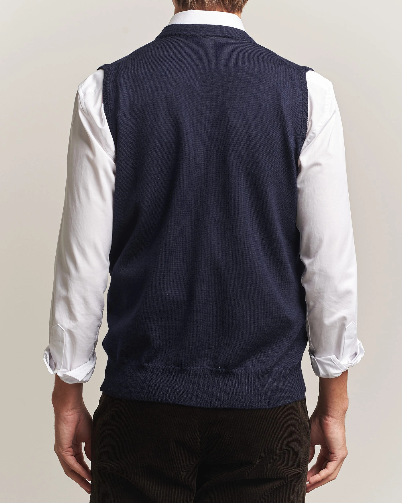 Herr | Tröjor | Morgano | Extra Fine Merino Wool Sleevles Cardigan Vest Navy