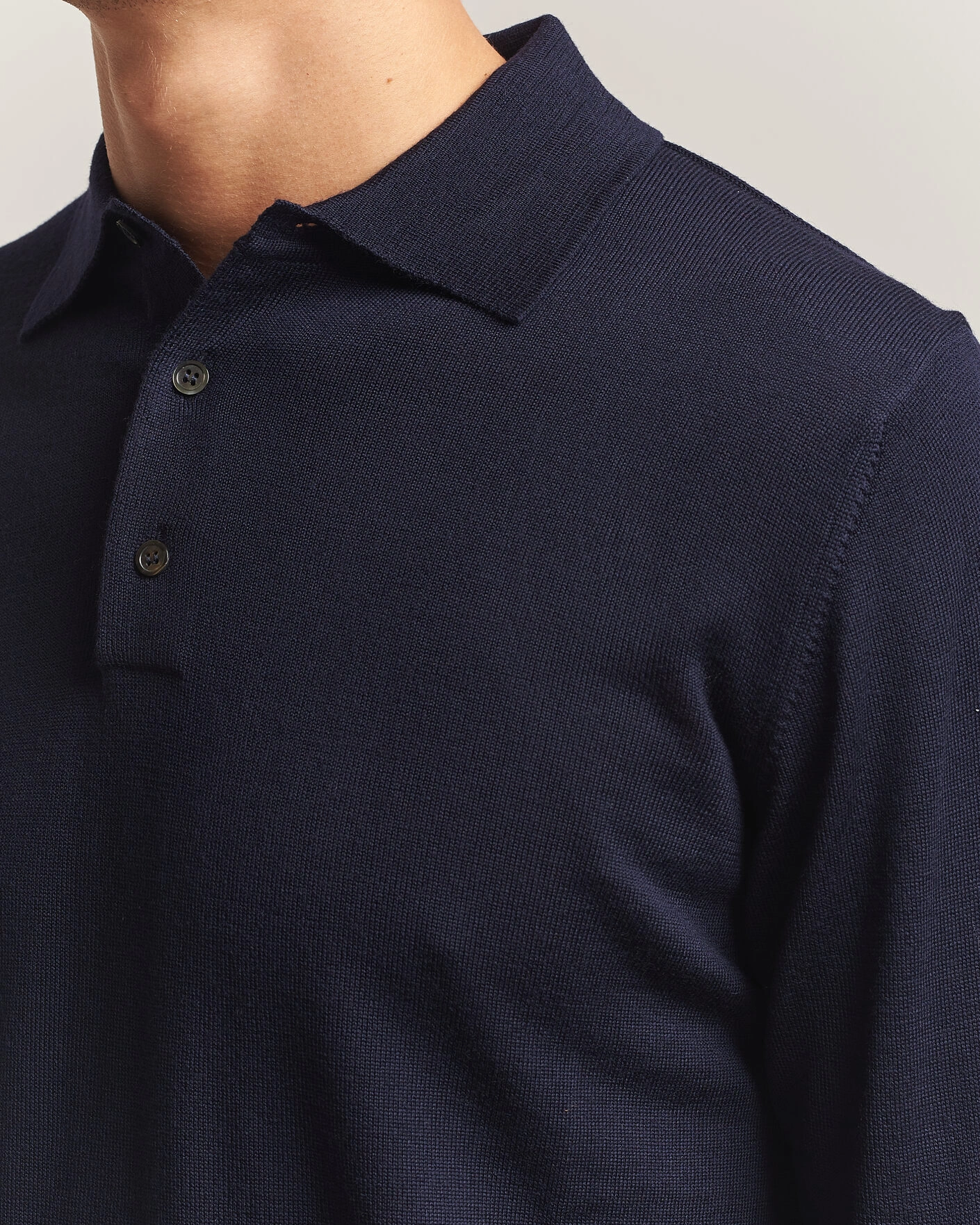 Herr | Tröjor | Morgano | Extra Fine Merino Wool Polo Navy