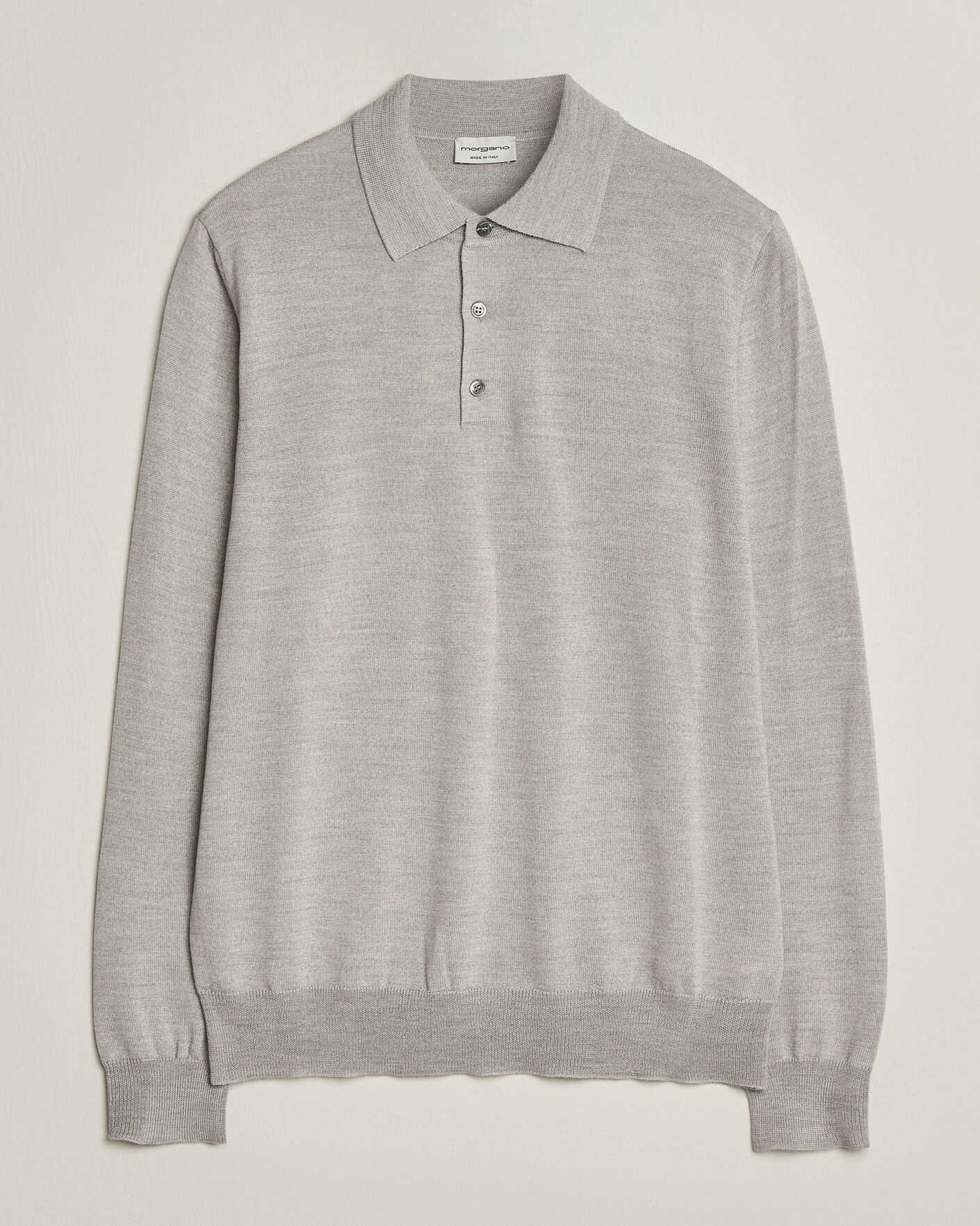 Herr | Tröjor | Morgano | Extra Fine Merino Wool Polo Light Grey
