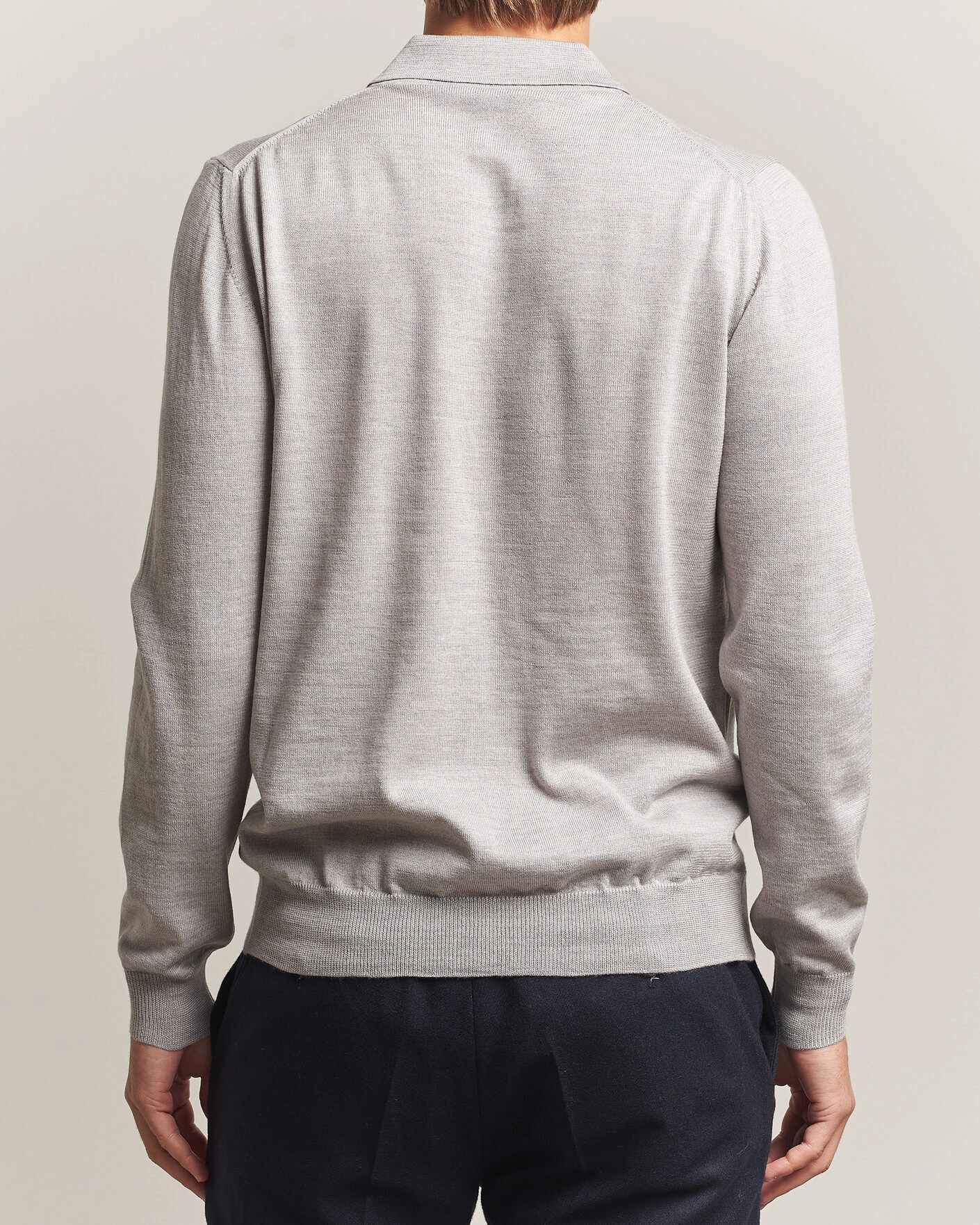 Herr | Tröjor | Morgano | Extra Fine Merino Wool Polo Light Grey