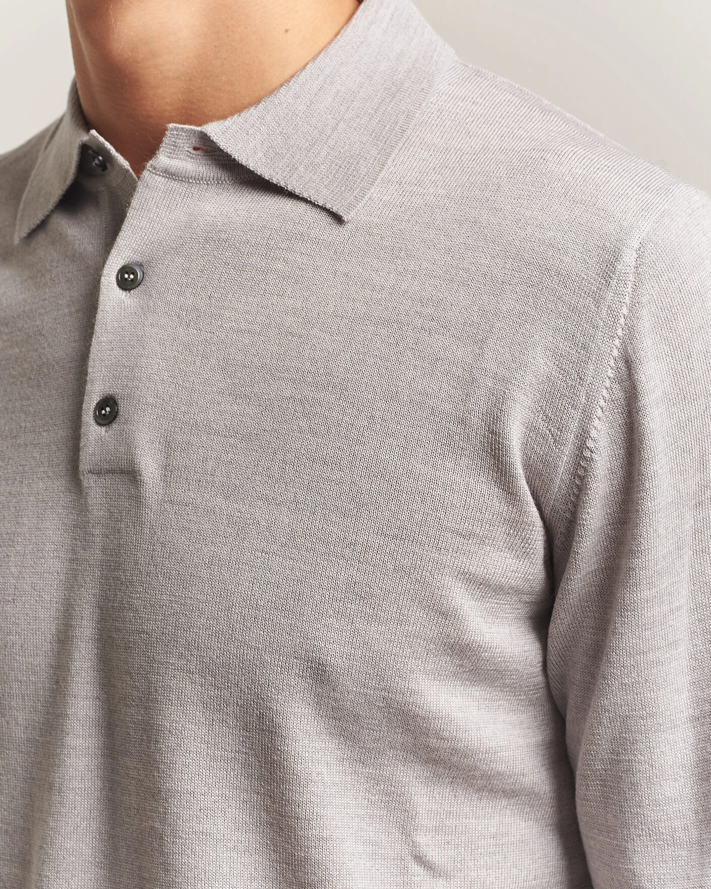 Herr | Tröjor | Morgano | Extra Fine Merino Wool Polo Light Grey