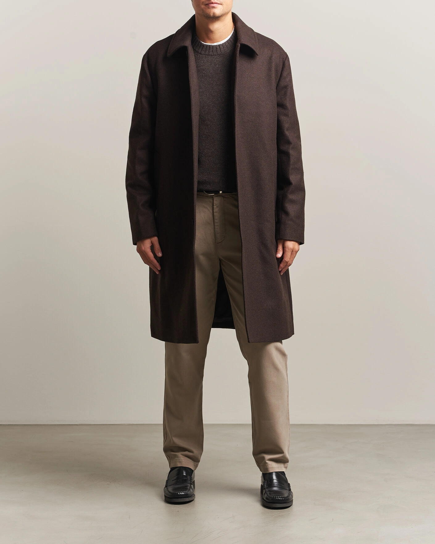 Herr | Jackor | A Day's March | Shamrock Wool Car Coat Dark Brown