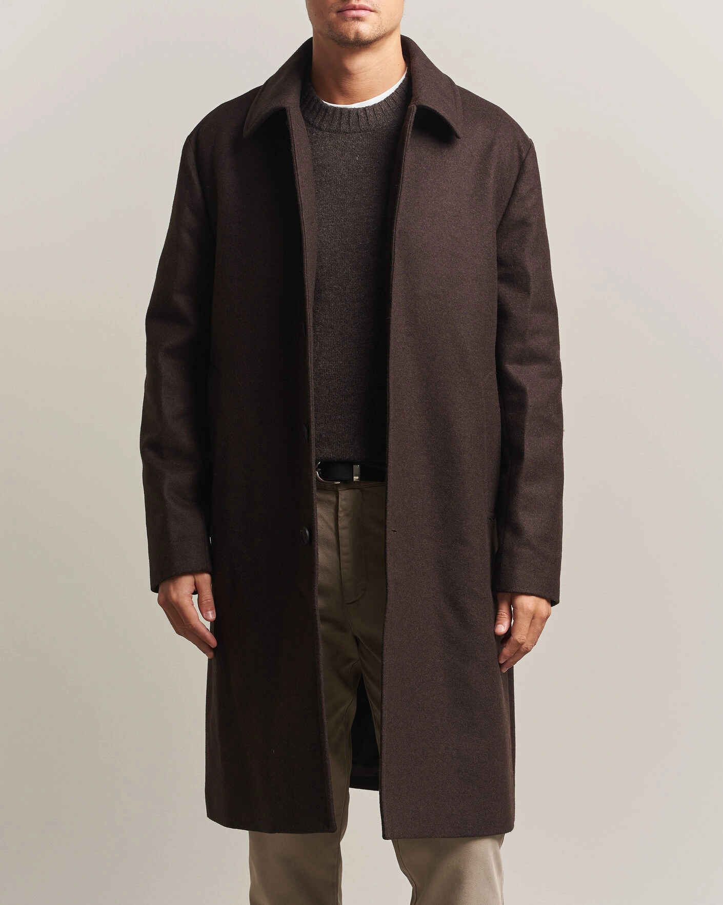 Herr | Jackor | A Day's March | Shamrock Wool Car Coat Dark Brown