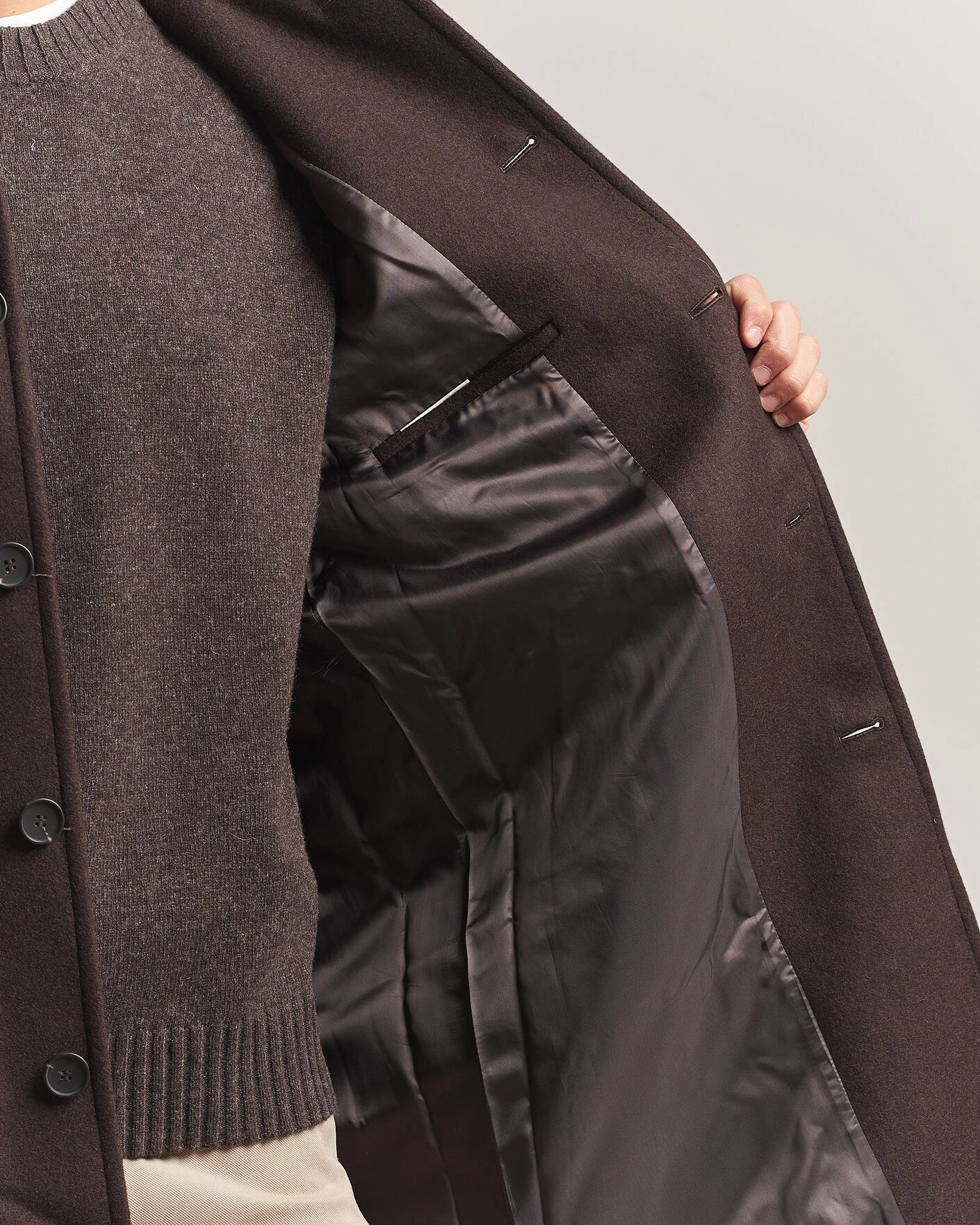 Herr | Jackor | A Day's March | Shamrock Wool Car Coat Dark Brown