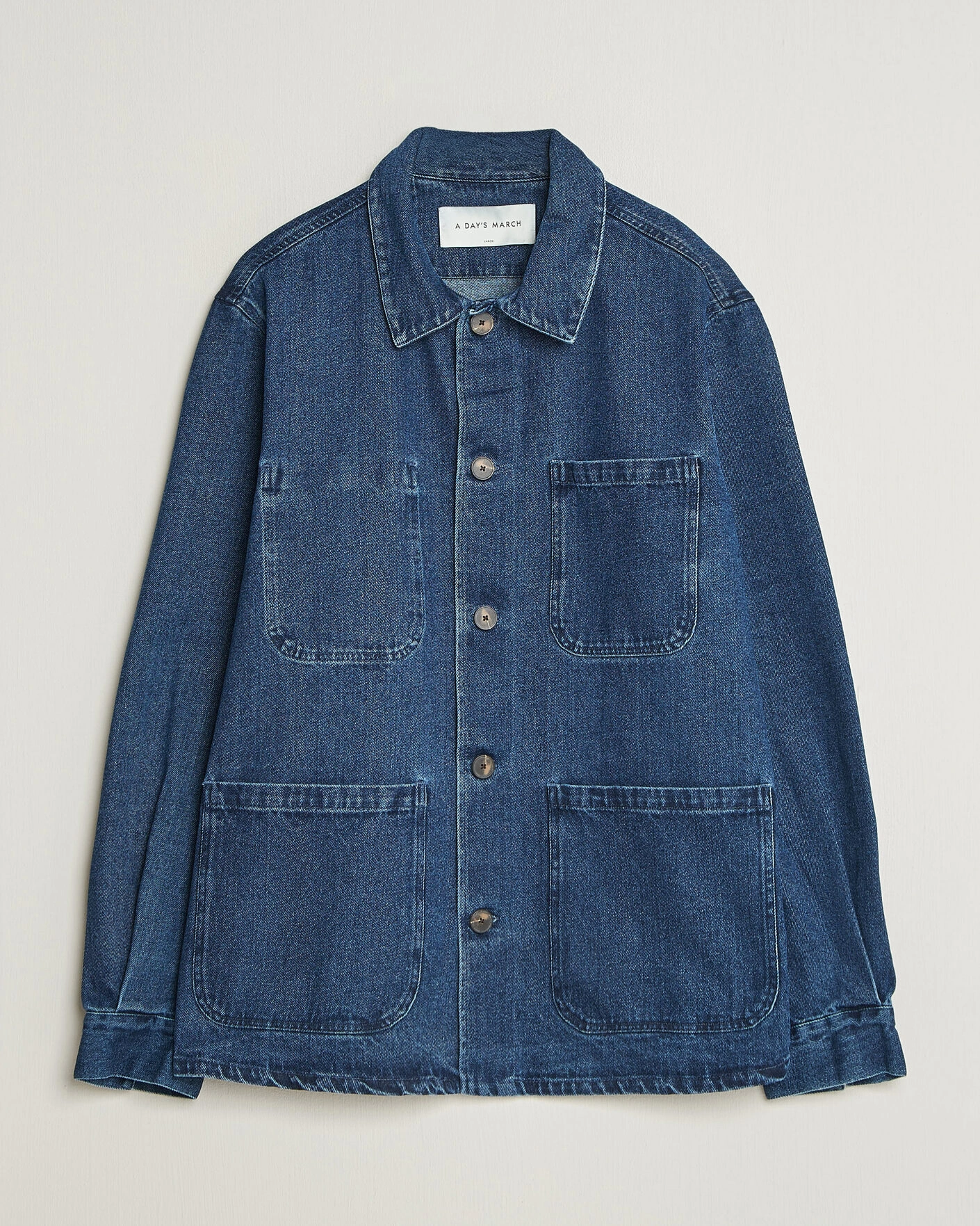 Herr | Skjortor | A Day's March | Algot Denim Overshirt Dark Blue Wash