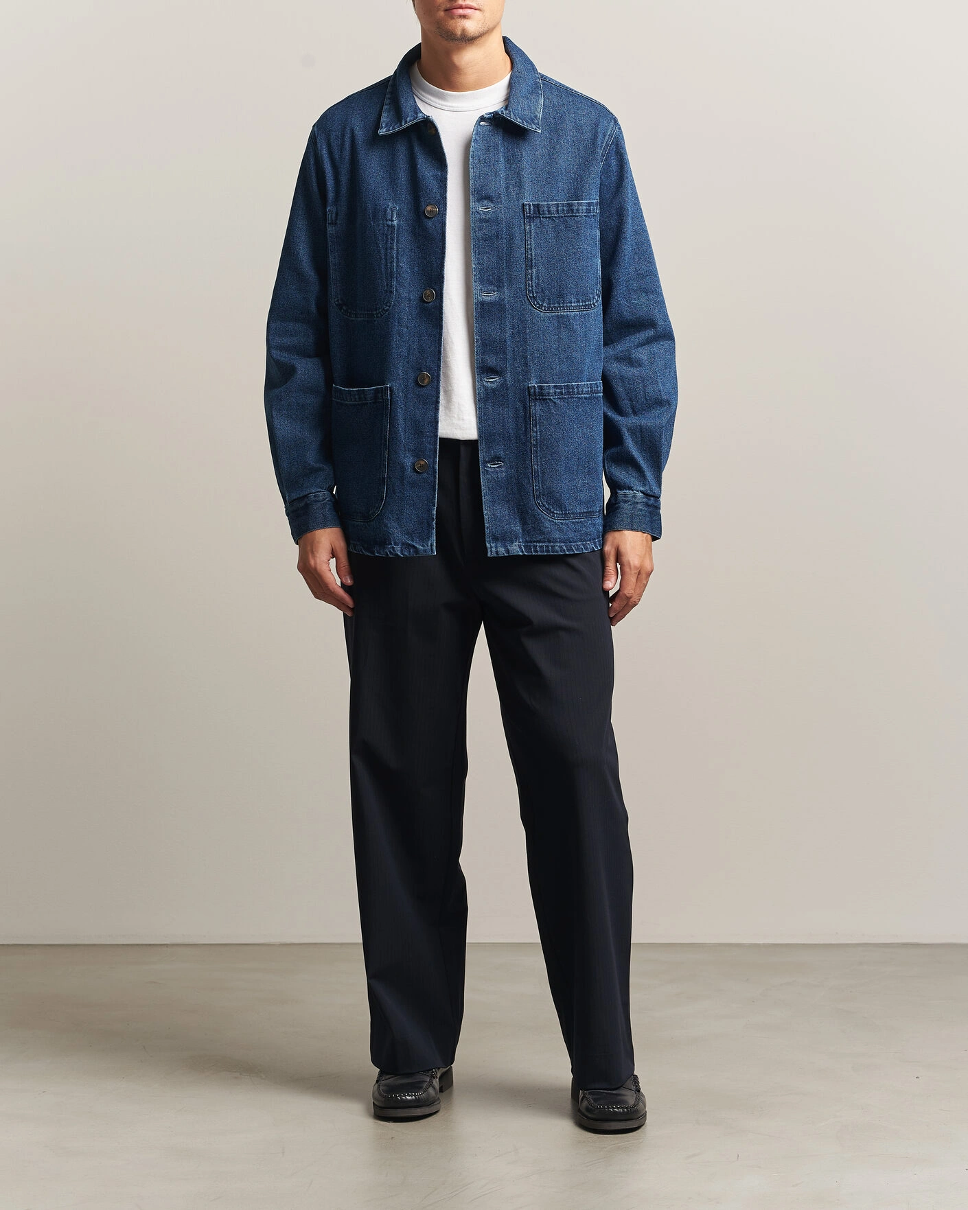 Herr | Skjortor | A Day's March | Algot Denim Overshirt Dark Blue Wash