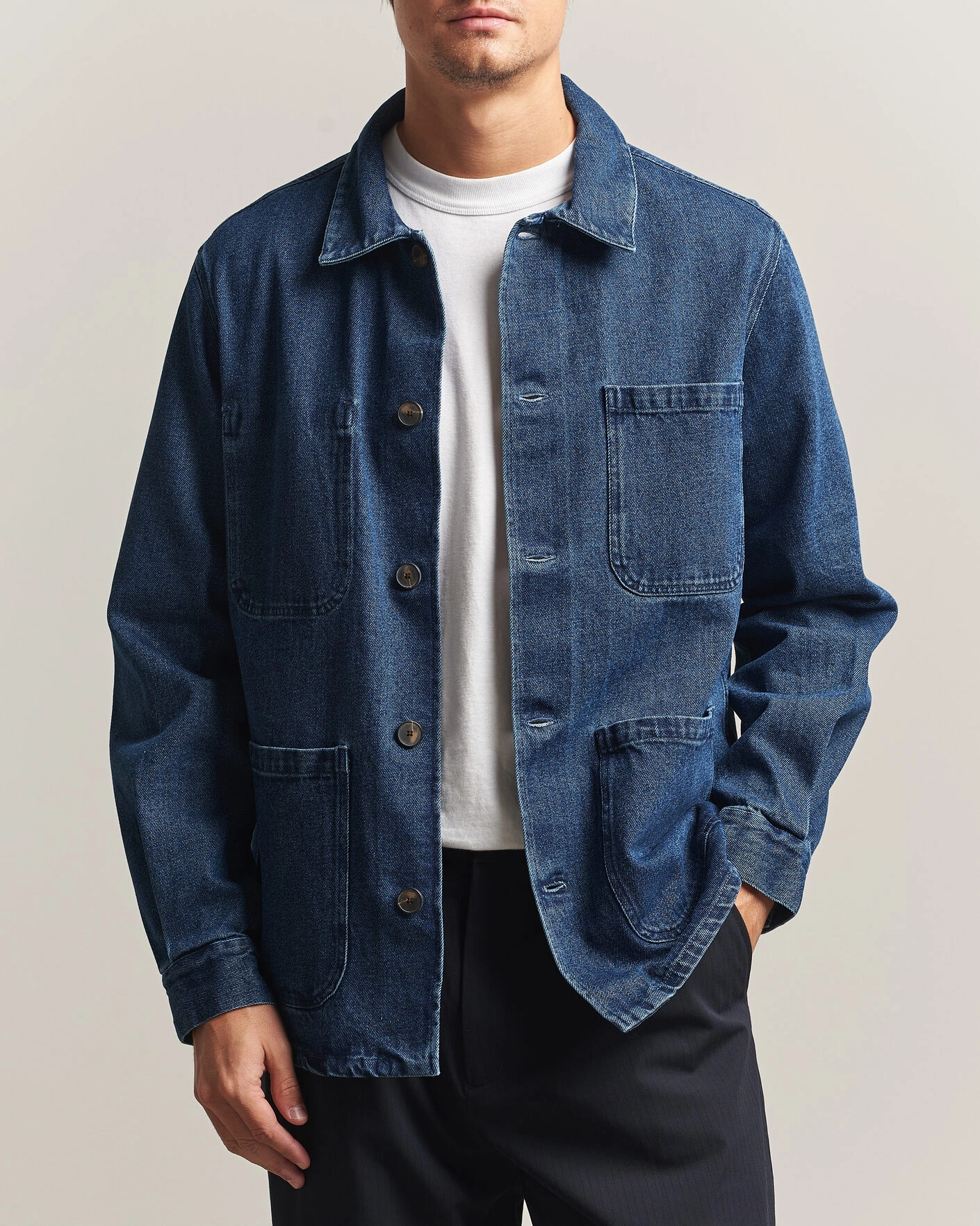 Herr | Skjortor | A Day's March | Algot Denim Overshirt Dark Blue Wash