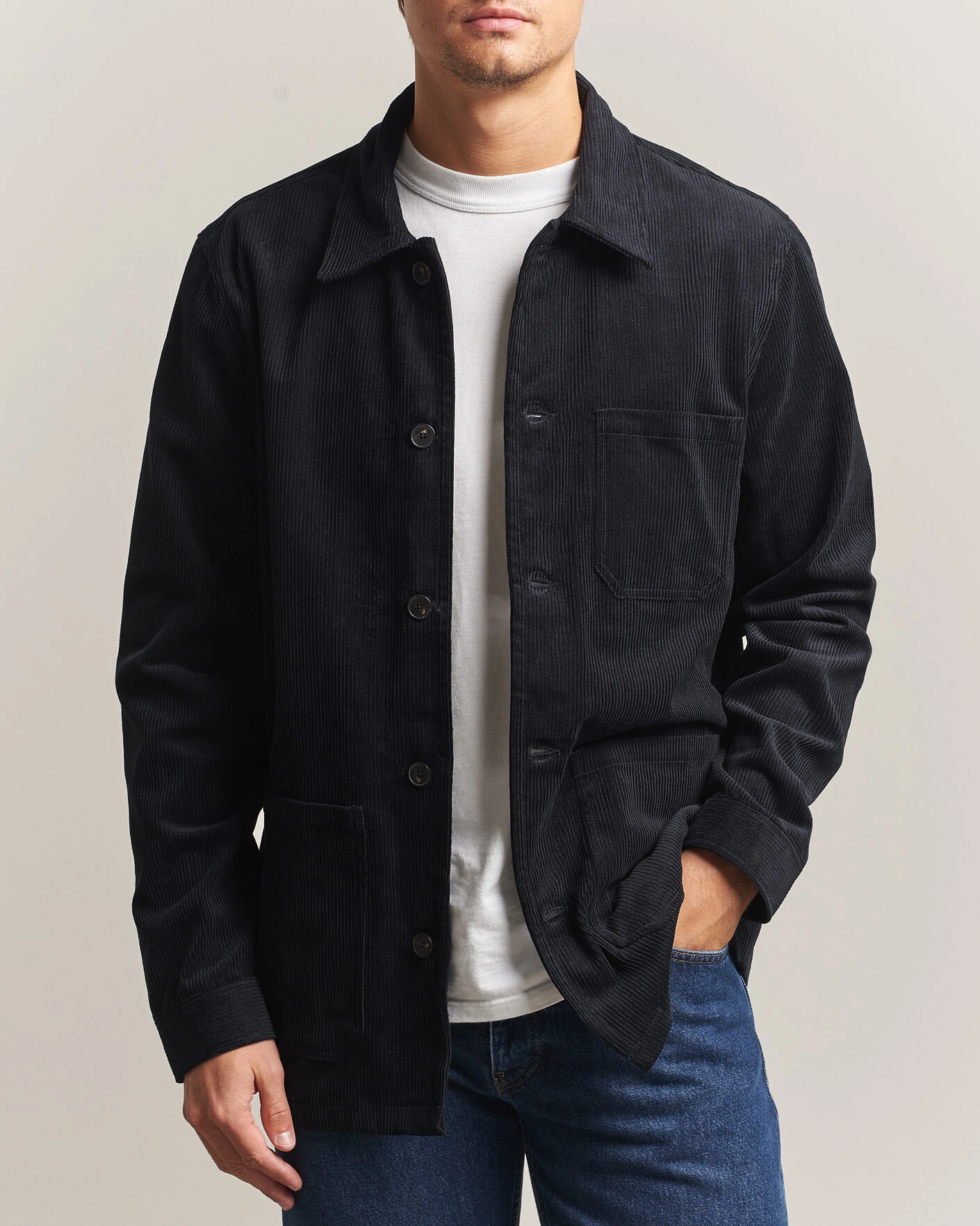Herr | Skjortor | A Day's March | Original Corduroy Overshirt Black