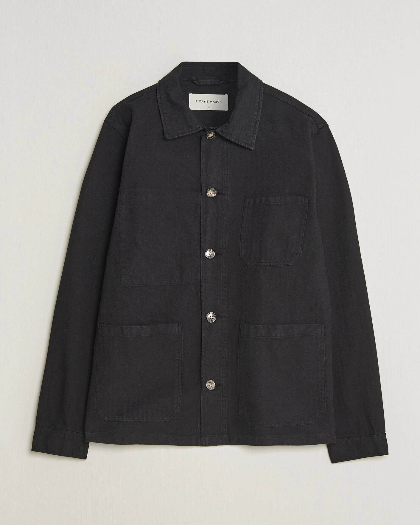 Herr | Skjortor | A Day's March | Original Herringbone Overshirt Black