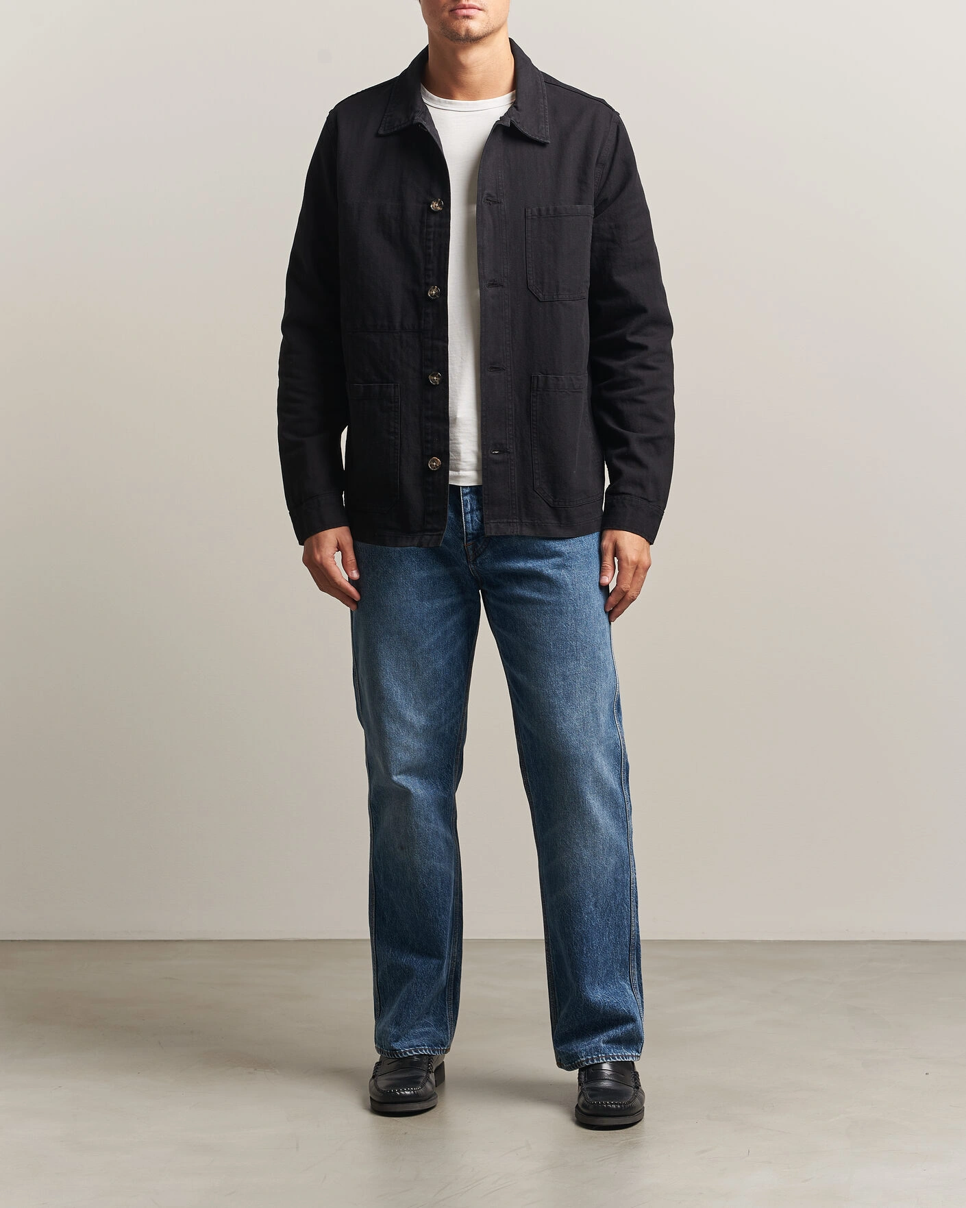 Herr | Skjortor | A Day's March | Original Herringbone Overshirt Black
