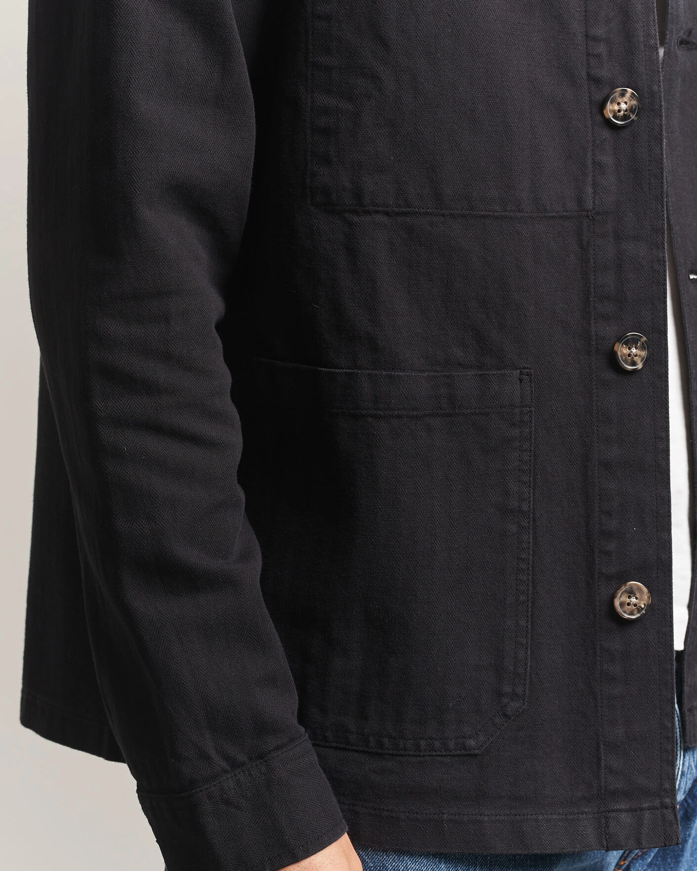 Herr | Skjortor | A Day's March | Original Herringbone Overshirt Black