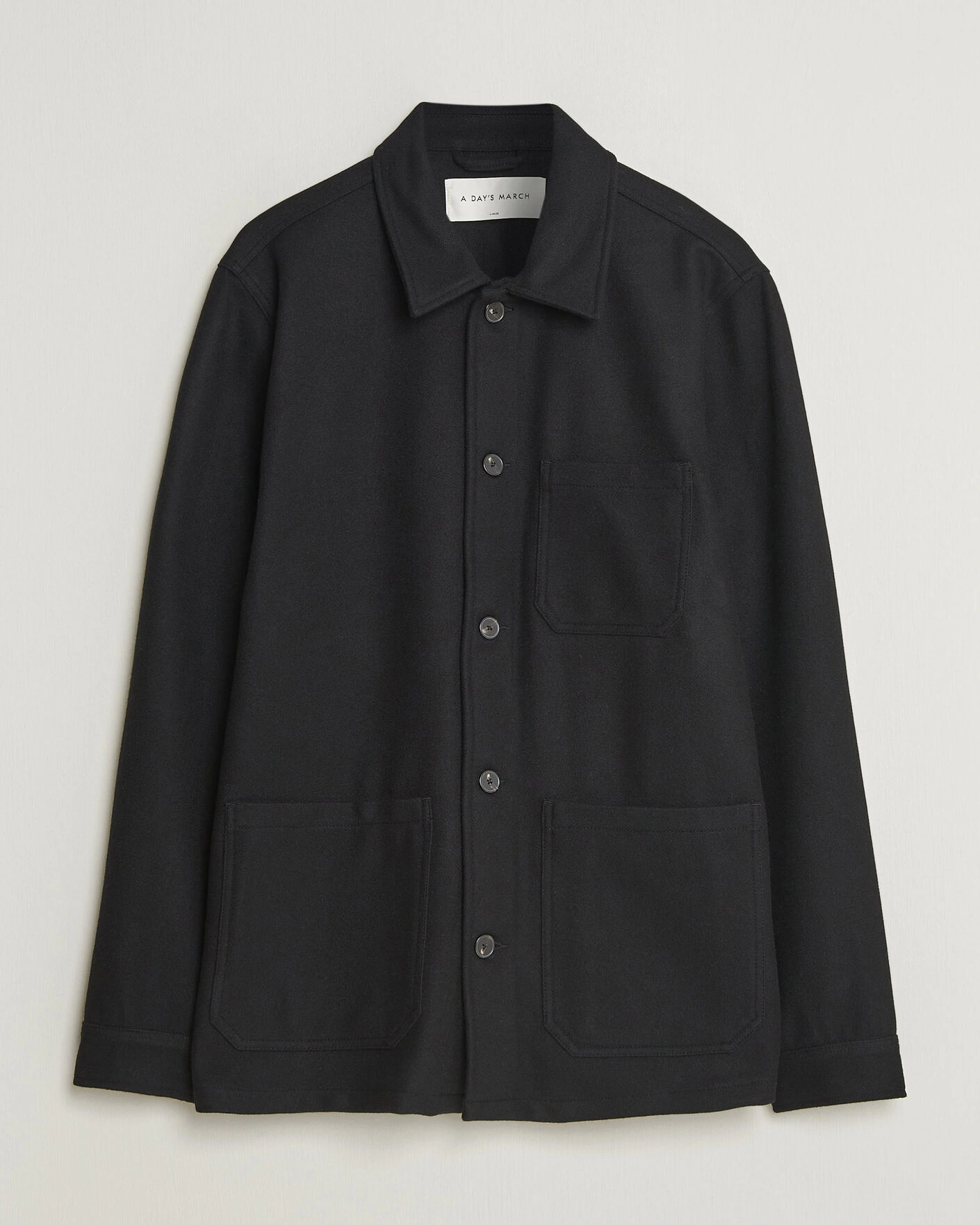 Herr | Skjortor | A Day's March | Original Wool Overshirt Black