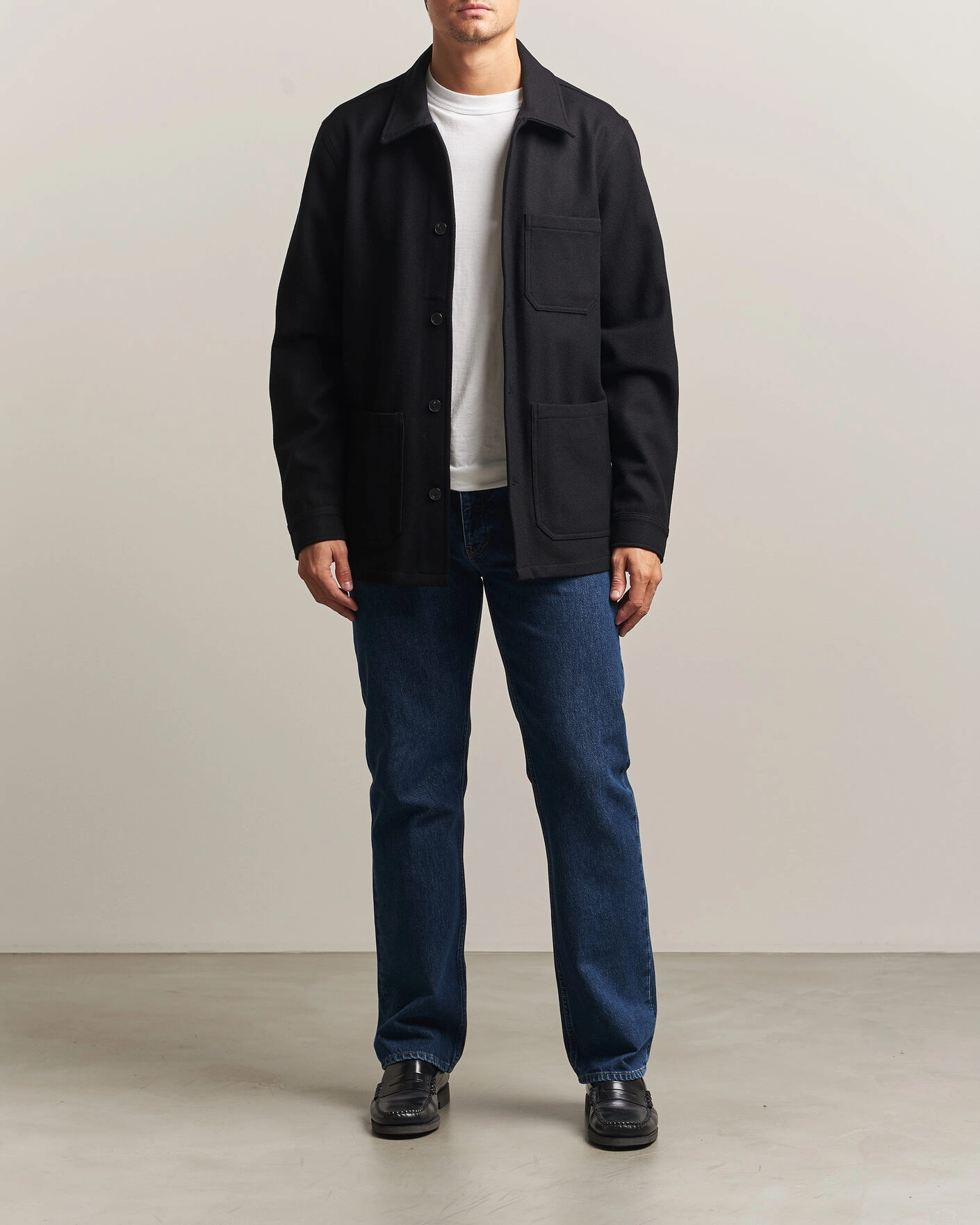 Herr | Skjortor | A Day's March | Original Wool Overshirt Black