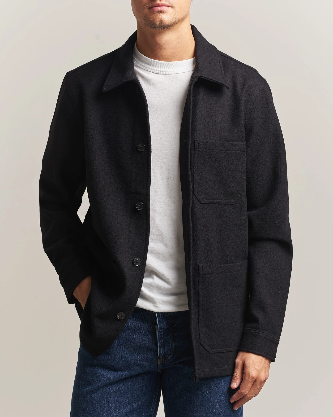 Herr | Skjortor | A Day's March | Original Wool Overshirt Black