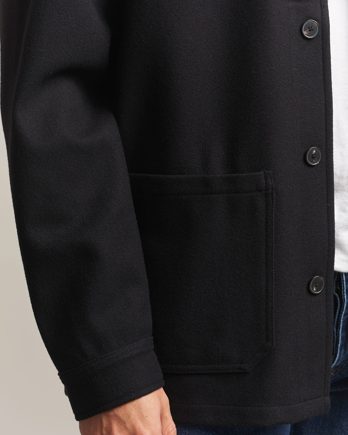 Herr | Skjortor | A Day's March | Original Wool Overshirt Black