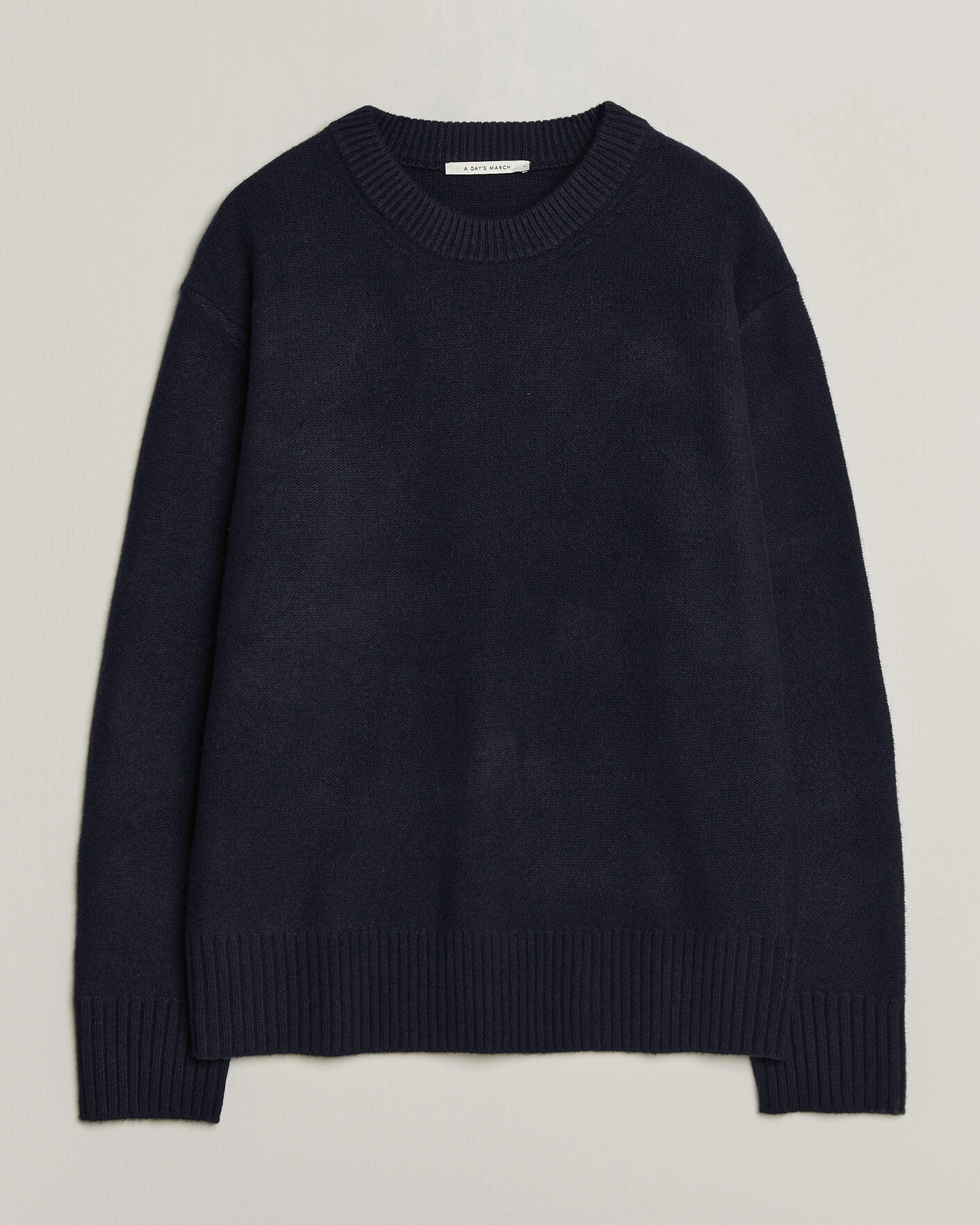 Herr | Tröjor | A Day's March | Tietar Boiled Merino Sweater Navy