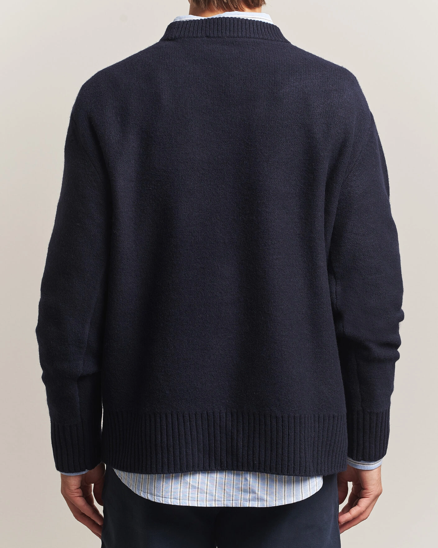 Herr | Tröjor | A Day's March | Tietar Boiled Merino Sweater Navy