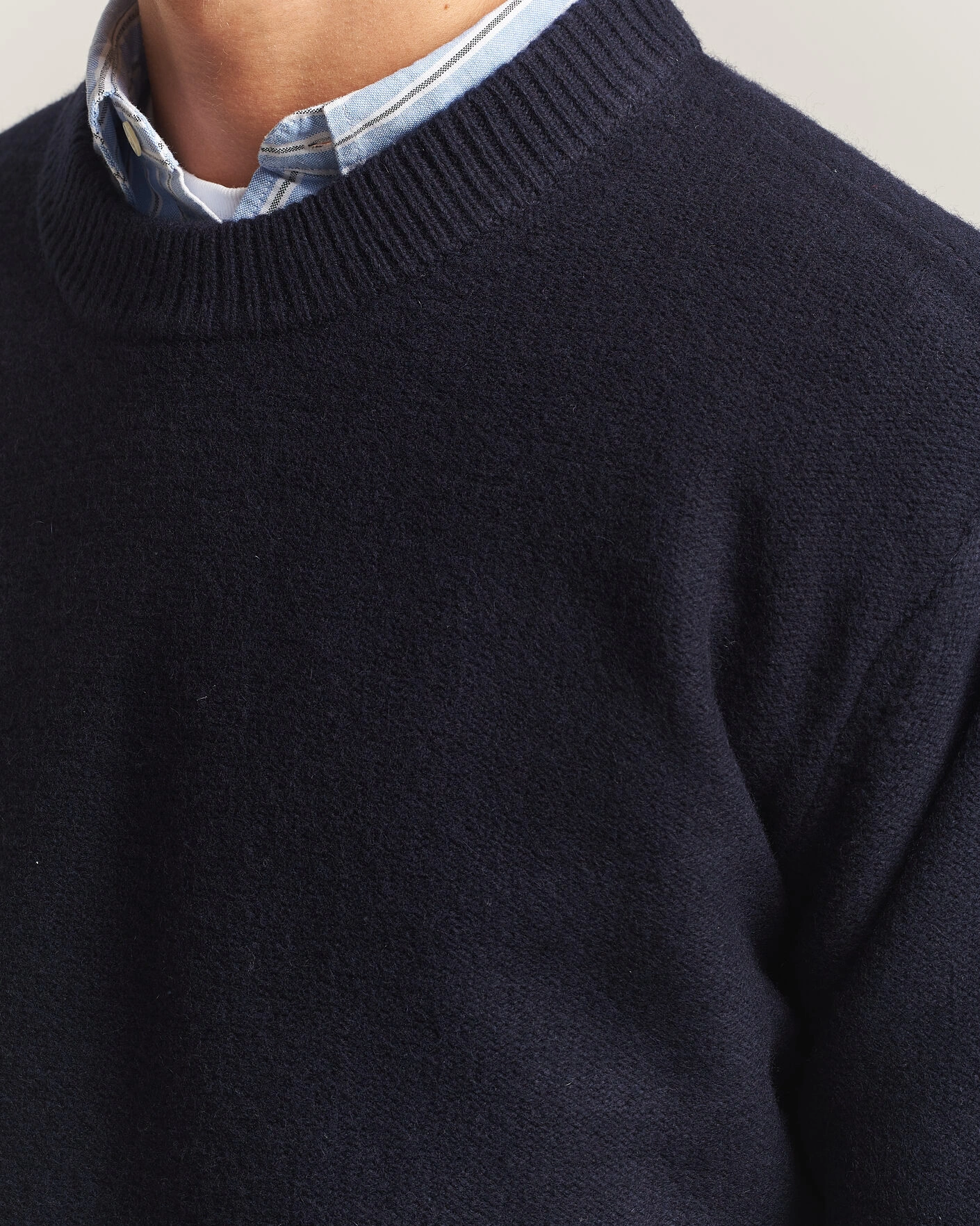 Herr | Tröjor | A Day's March | Tietar Boiled Merino Sweater Navy
