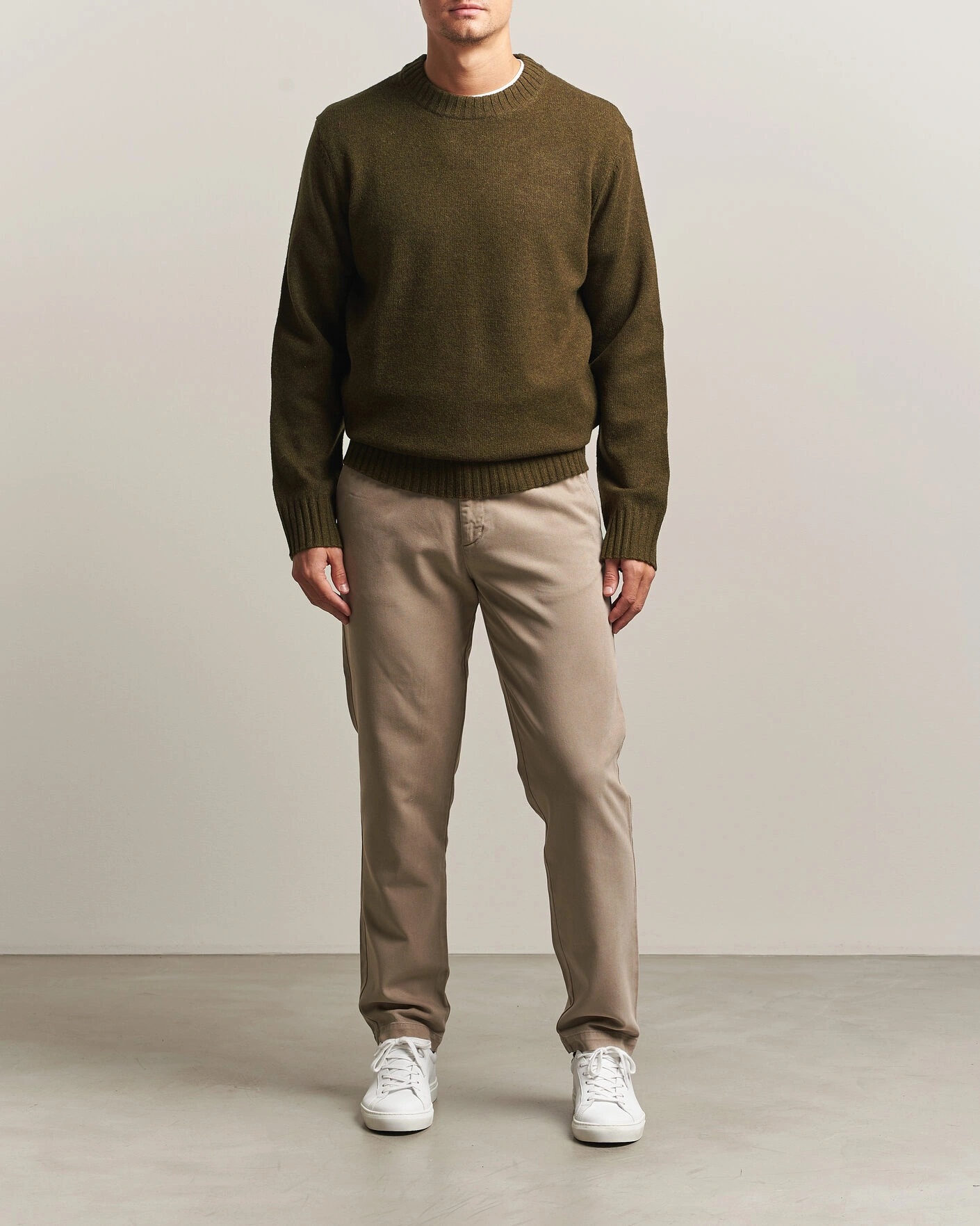 Herr | Tröjor | A Day's March | Marlow Lambswool Sweater Forest Green