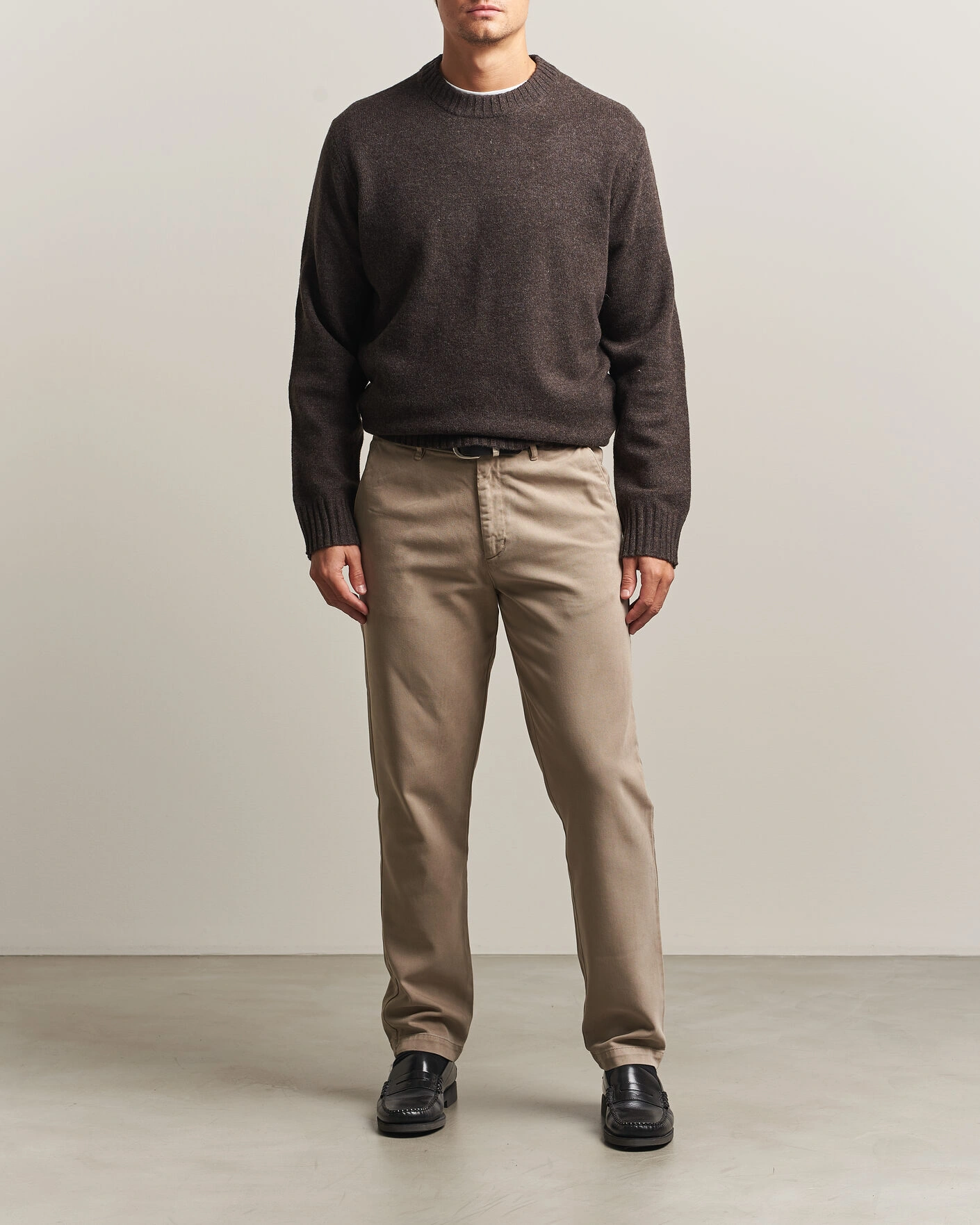 Herr | Tröjor | A Day's March | Marlow Lambswool Sweater Dark Brown