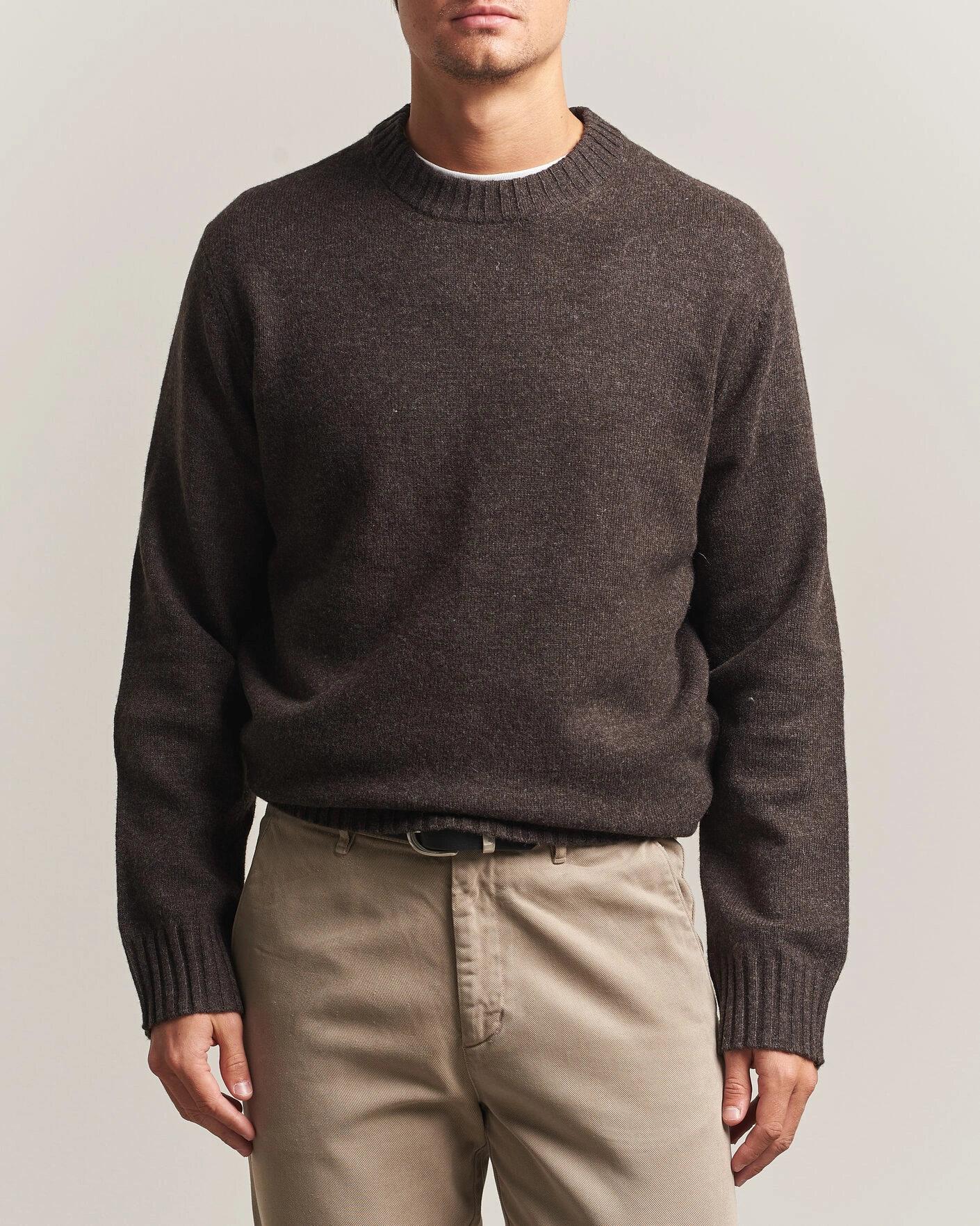 Herr | Tröjor | A Day's March | Marlow Lambswool Sweater Dark Brown