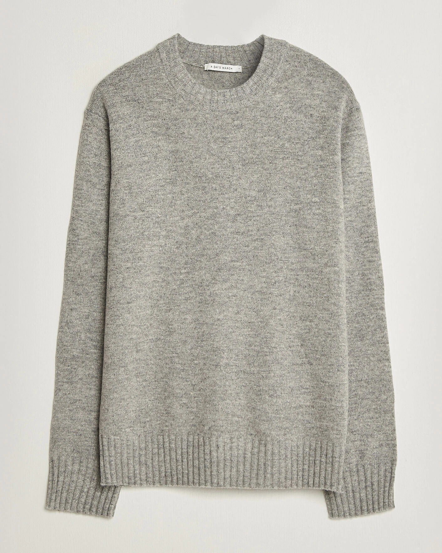 Herr | Tröjor | A Day's March | Marlow Lambswool Sweater Grey Melange