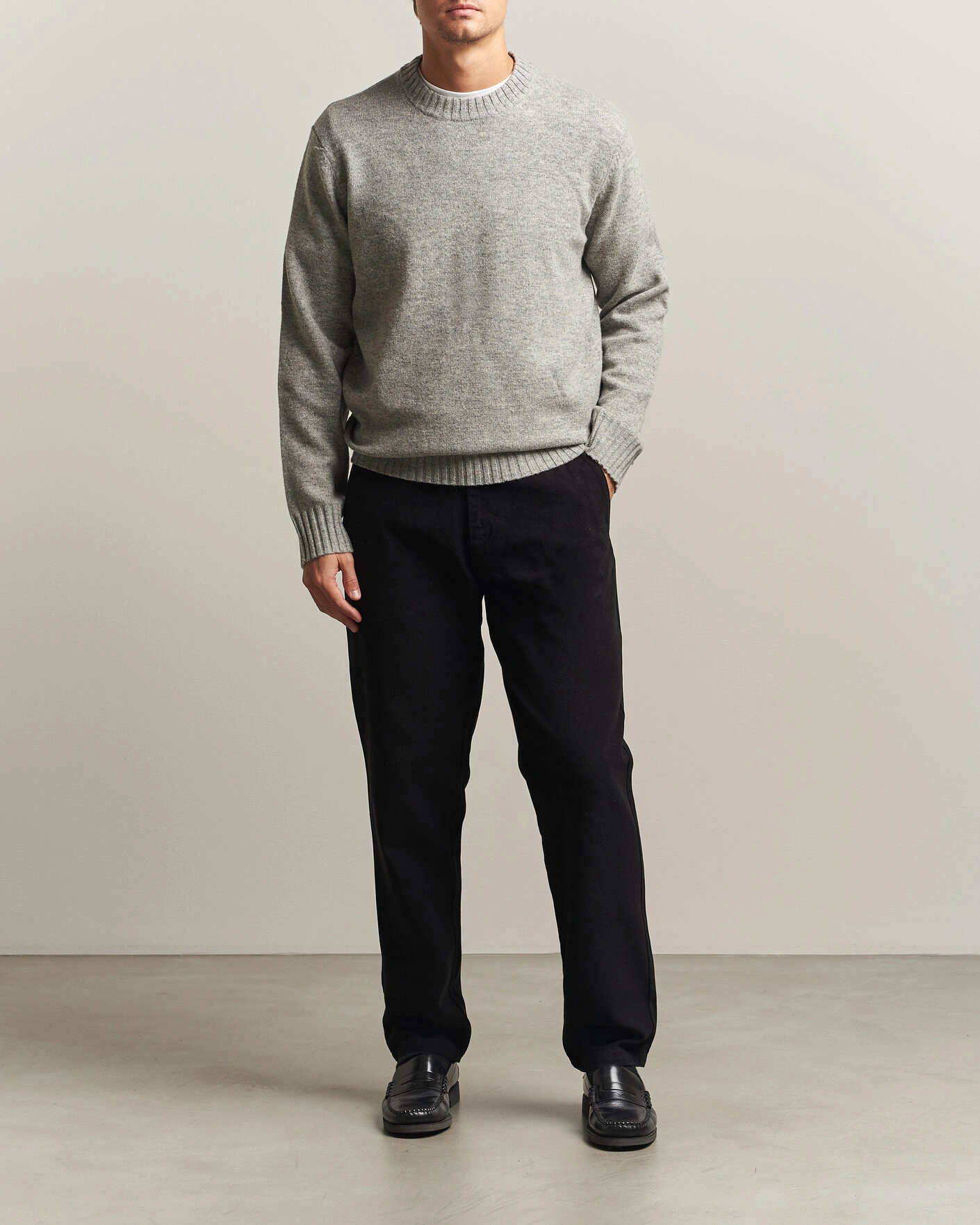 Herr | Tröjor | A Day's March | Marlow Lambswool Sweater Grey Melange