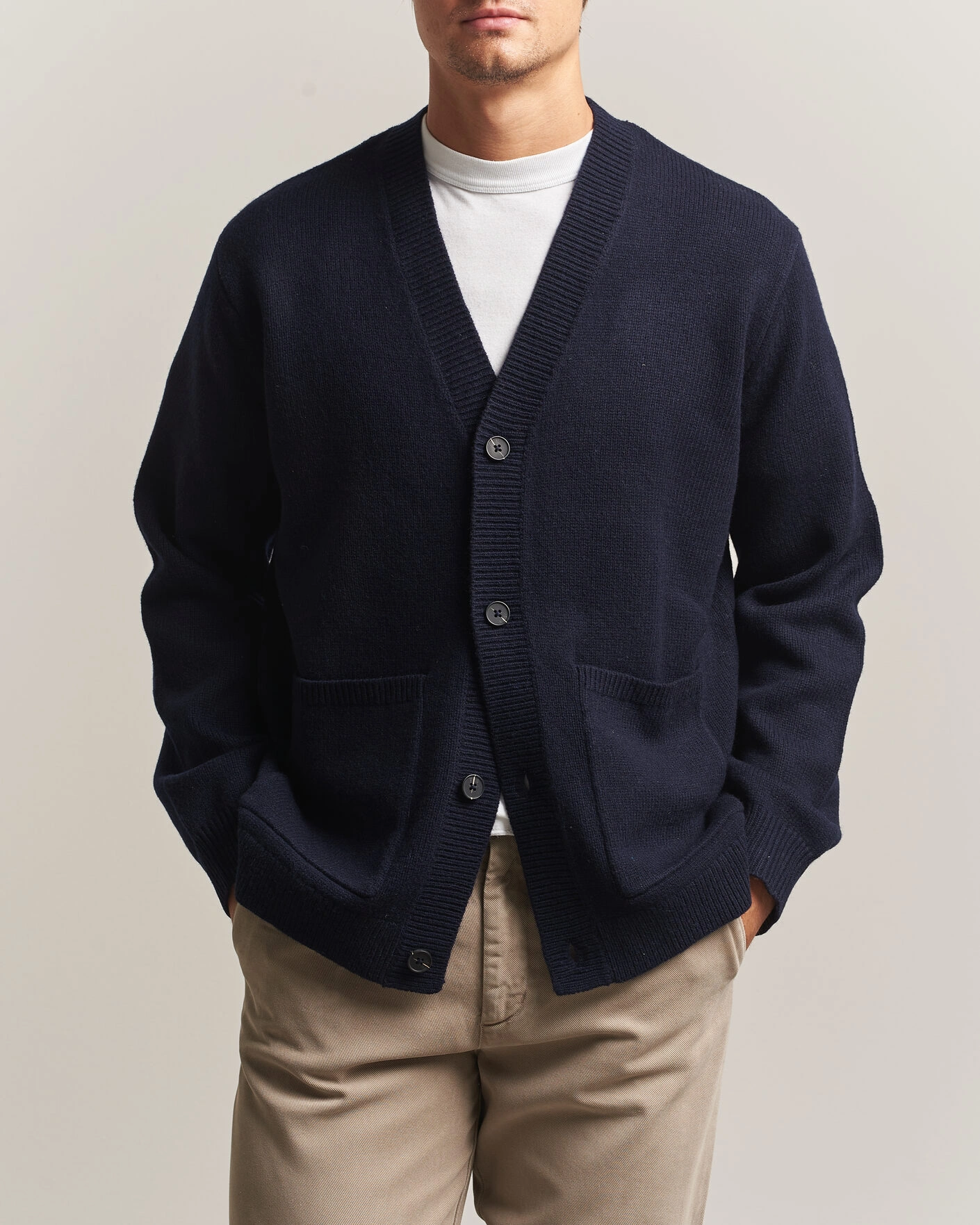 Herr | Tröjor | A Day's March | Jarrow Lambswool Cardigan Navy