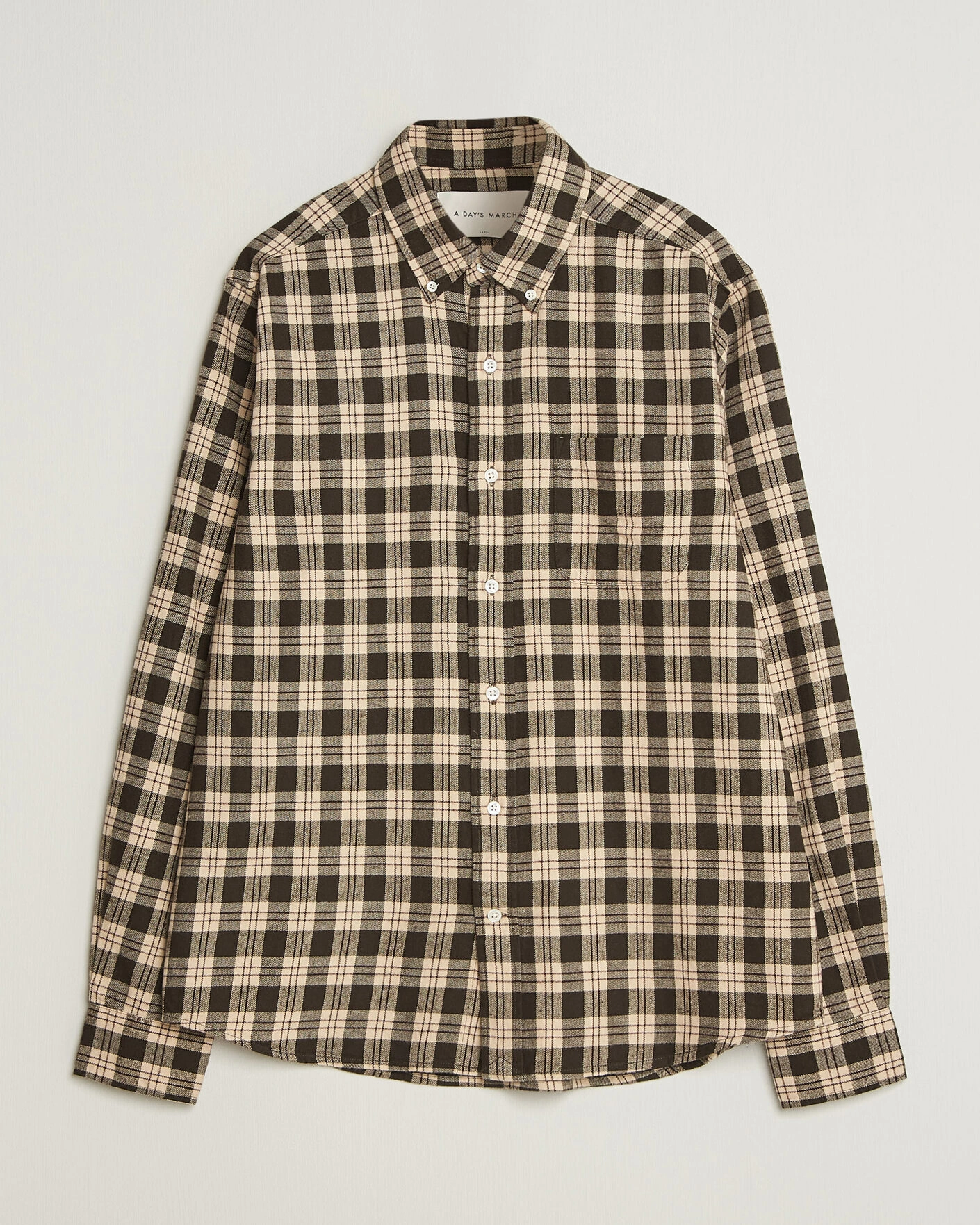 Herr | Skjortor | A Day's March | Classic Checked Flannel Shirt Brown/Sand