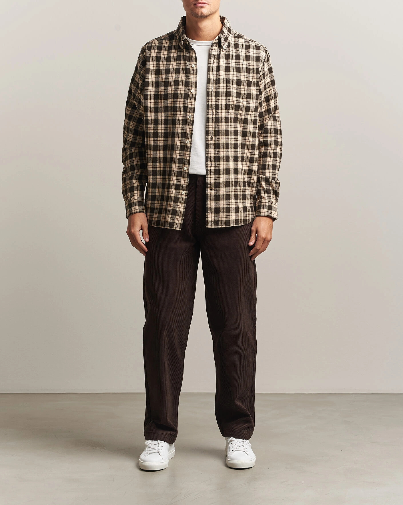 Herr | Skjortor | A Day's March | Classic Checked Flannel Shirt Brown/Sand