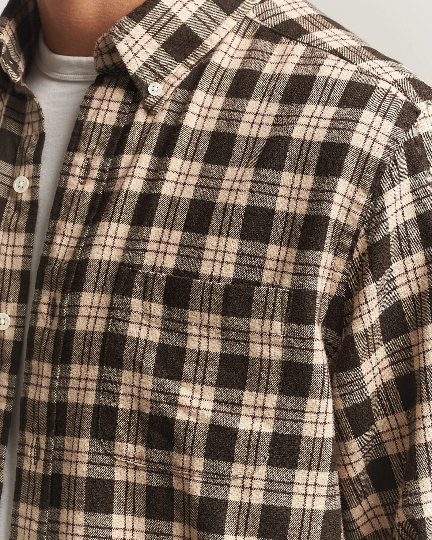 Herr | Skjortor | A Day's March | Classic Checked Flannel Shirt Brown/Sand
