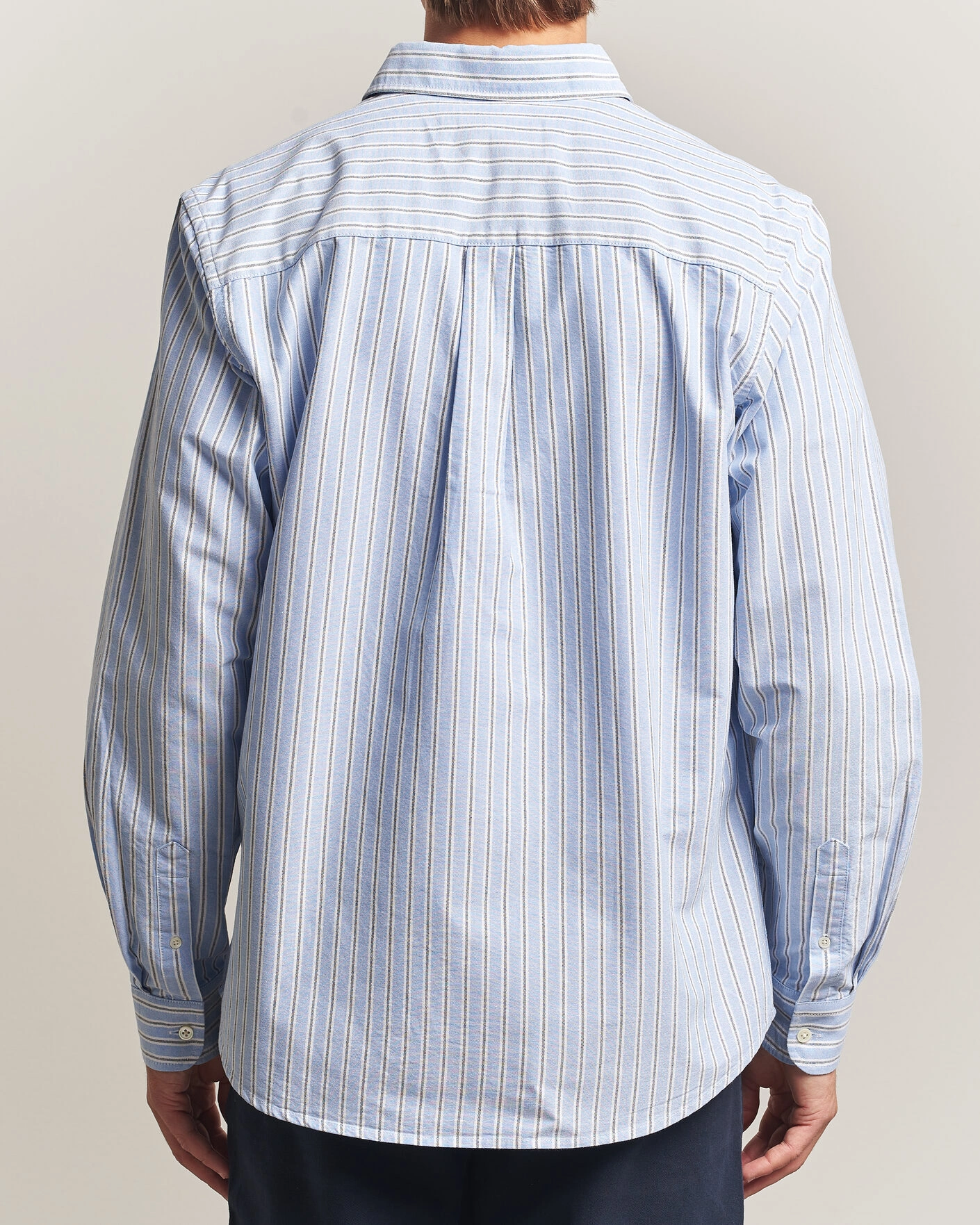 Herr | Skjortor | A Day's March | Classic Flag Striped Oxford Shirt White/Blue/Black