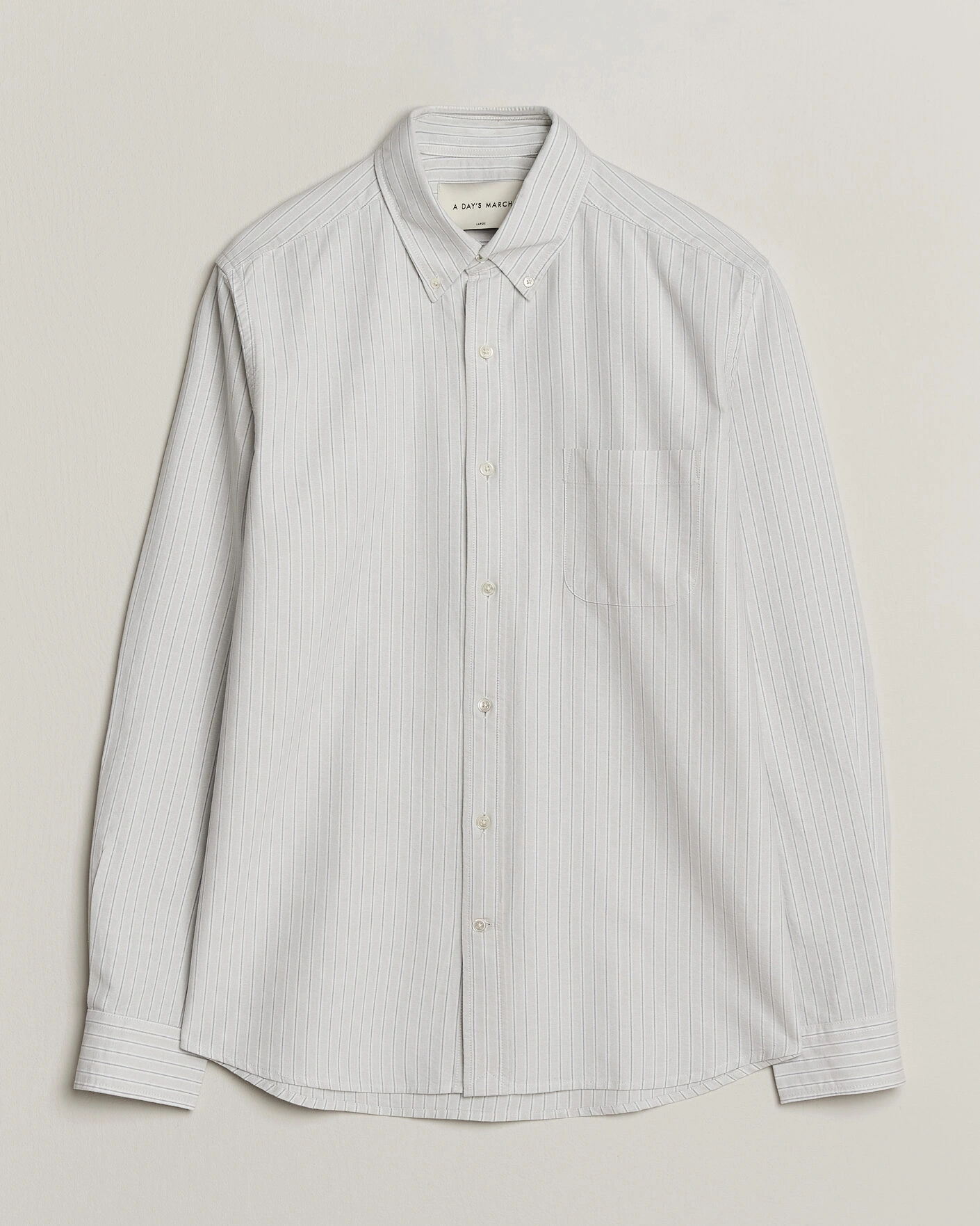 Herr | Skjortor | A Day's March | Classic Flag Striped Oxford Shirt Grey/White