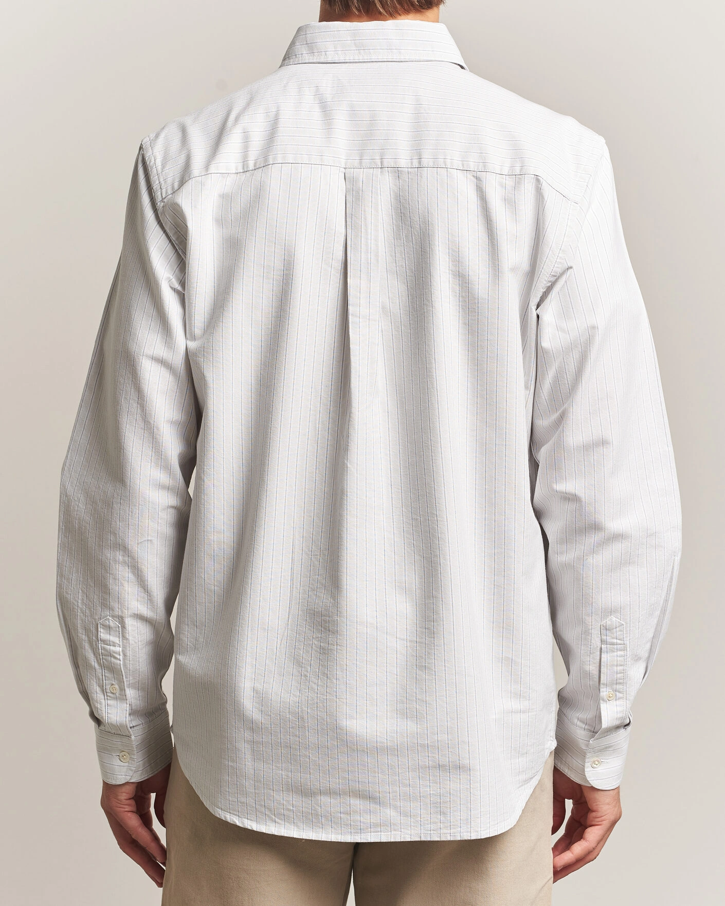 Herr | Skjortor | A Day's March | Classic Flag Striped Oxford Shirt Grey/White