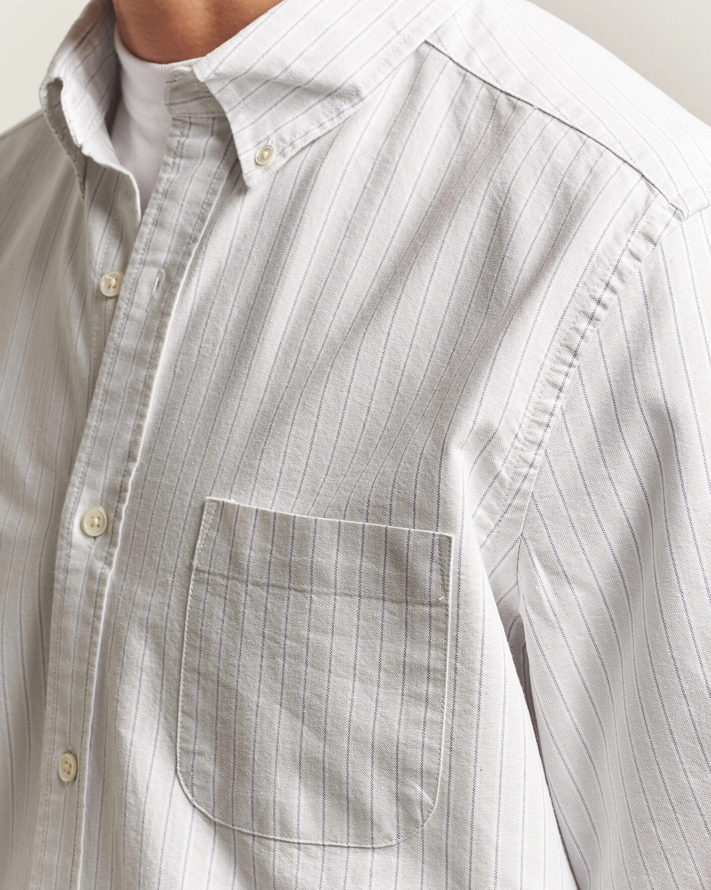 Herr | Skjortor | A Day's March | Classic Flag Striped Oxford Shirt Grey/White