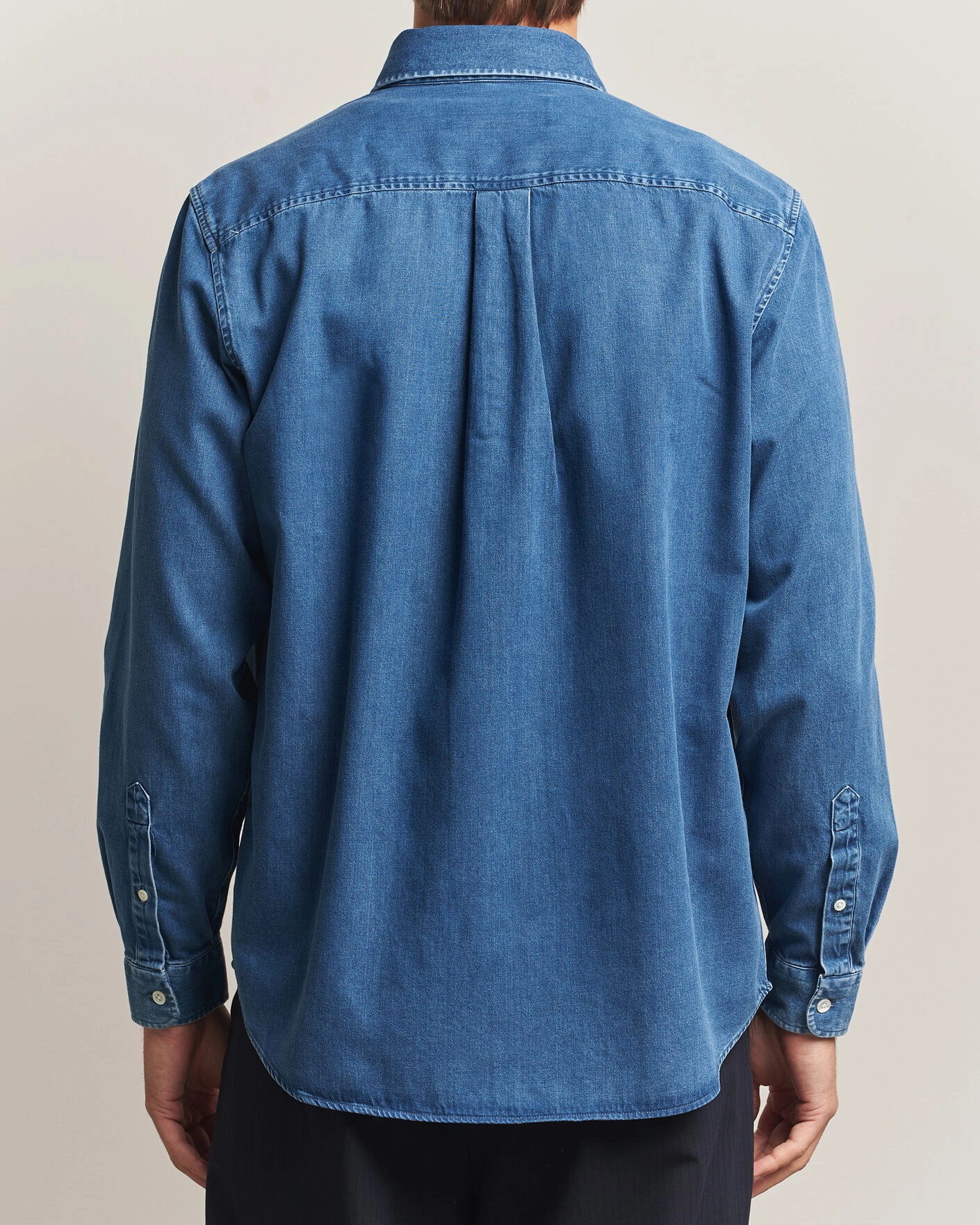 Herr | Skjortor | A Day's March | Original Button Down Denim Shirt Mid Blue