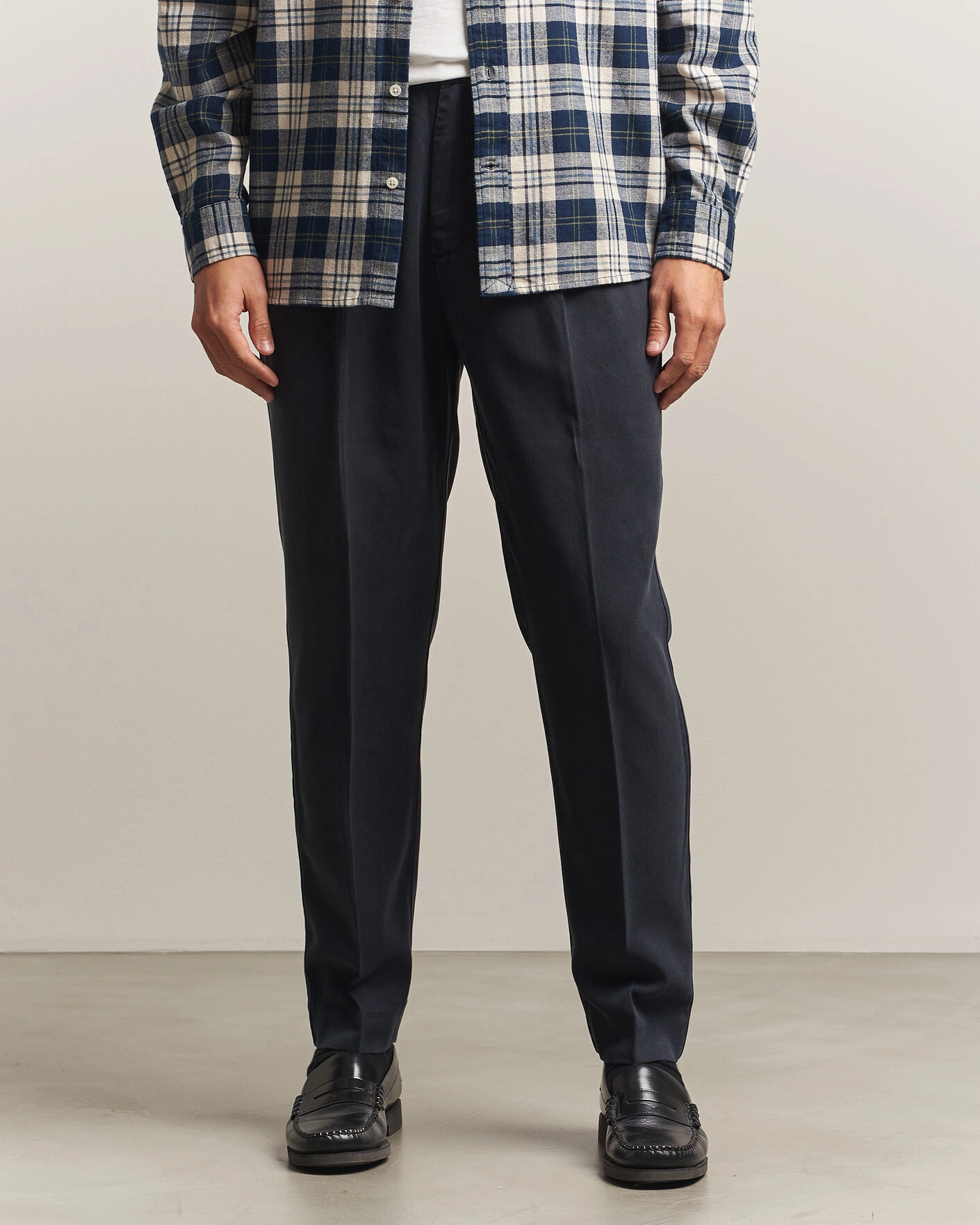 Herr | Byxor | A Day's March | Smart Lyocell Trousers Navy