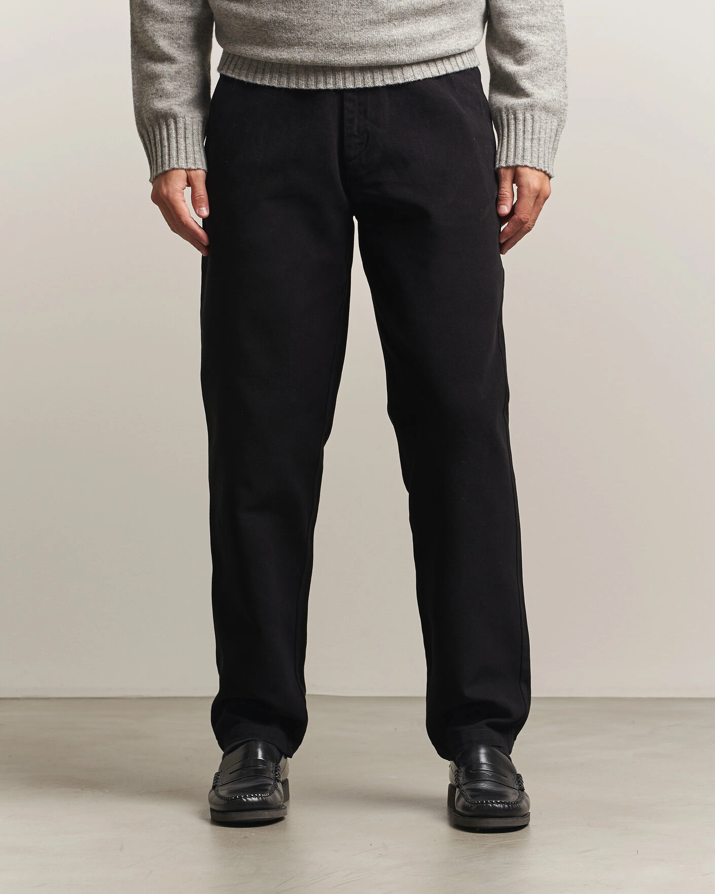 Herr | Byxor | A Day's March | Miller Cotton/Lyocell Trousers Black