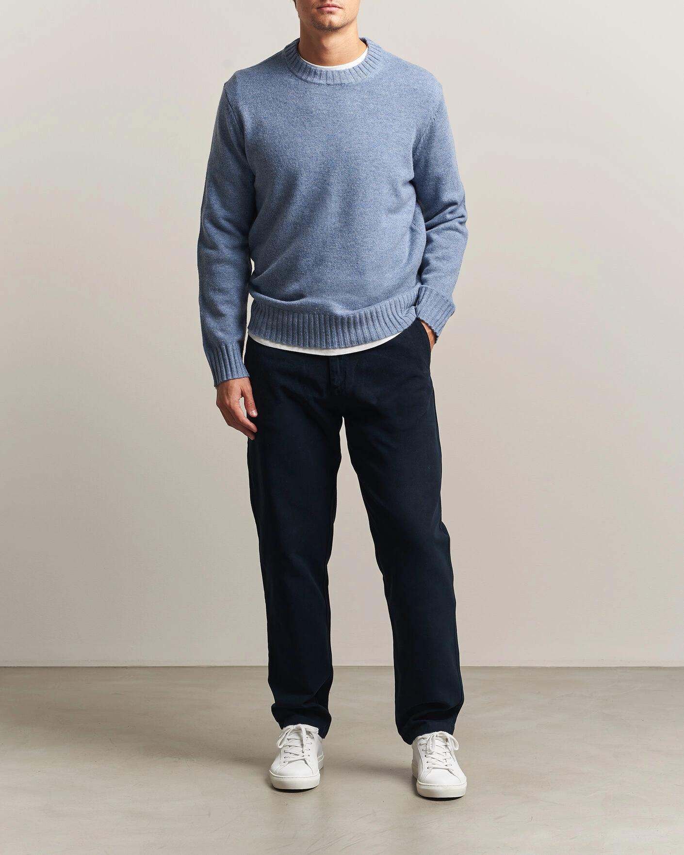 Herr | Byxor | A Day's March | Miller Cotton/Lyocell Trousers Navy