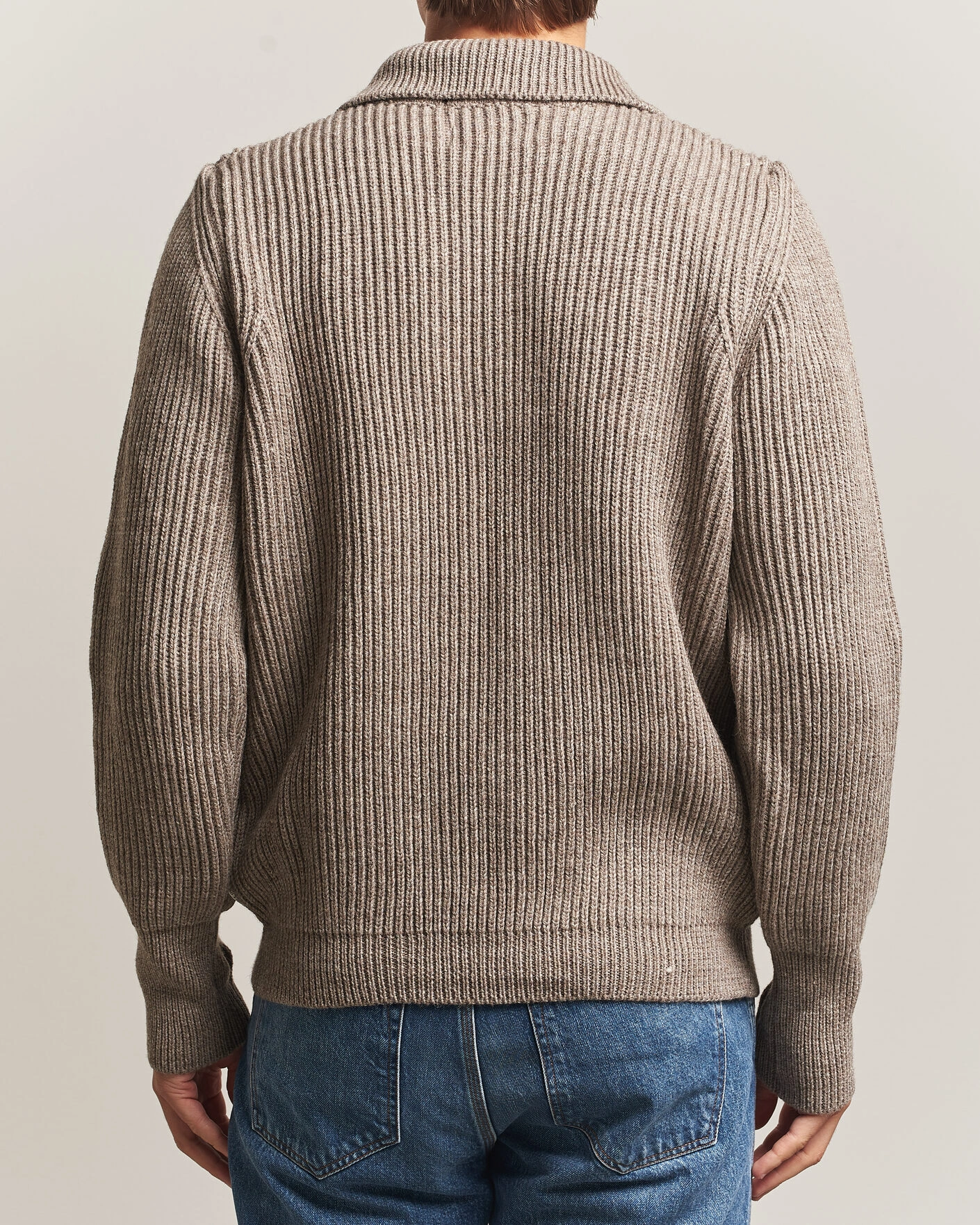 Herr | Tröjor | Peregrine | Fisherman Merino Zip Cardigan Light Brown