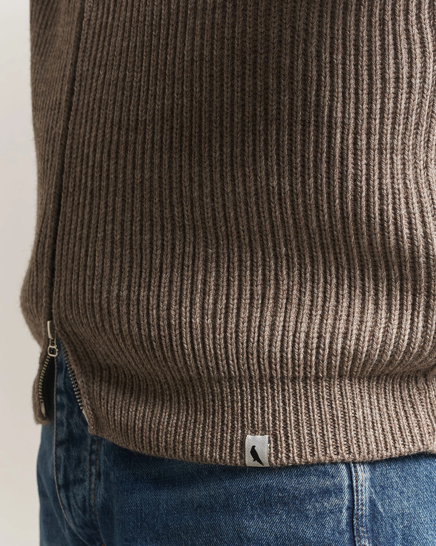 Herr | Tröjor | Peregrine | Fisherman Merino Zip Cardigan Light Brown
