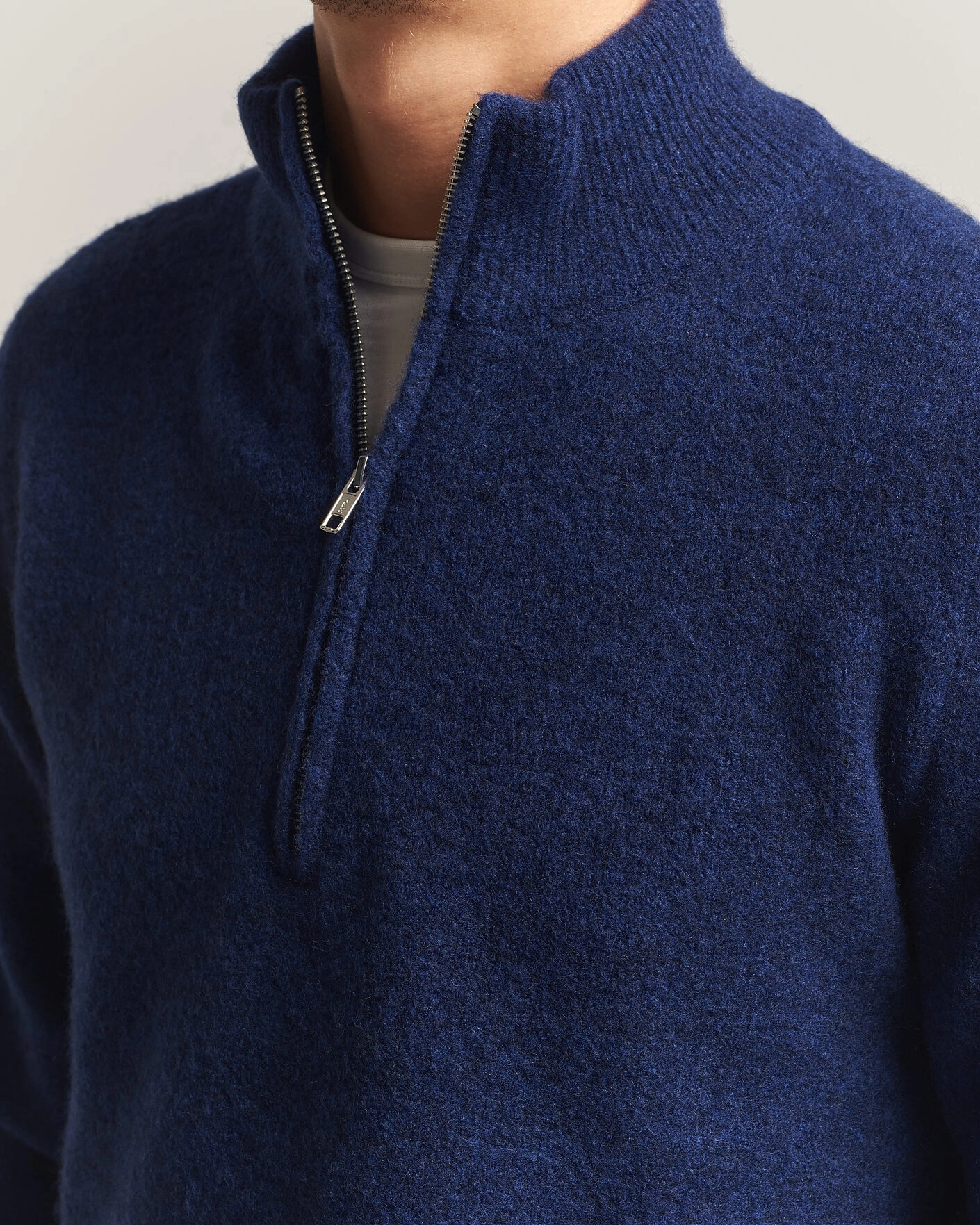 Herr | Tröjor | Filippa K | Andrew Yak Knitted Half Zip Deep Blue