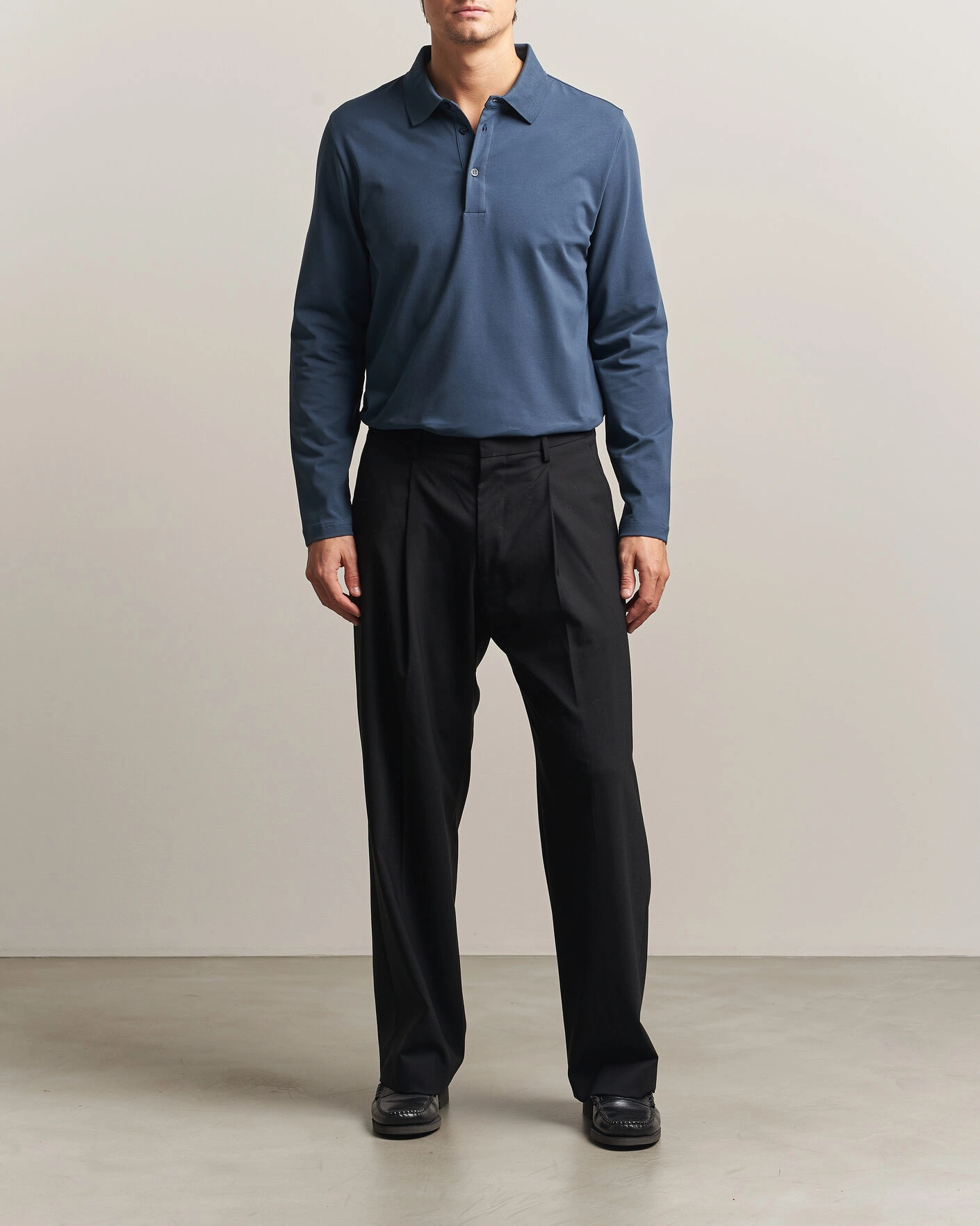 Herr | Pikéer | Filippa K | Luke Lycra Polo Shirt Stone Blue